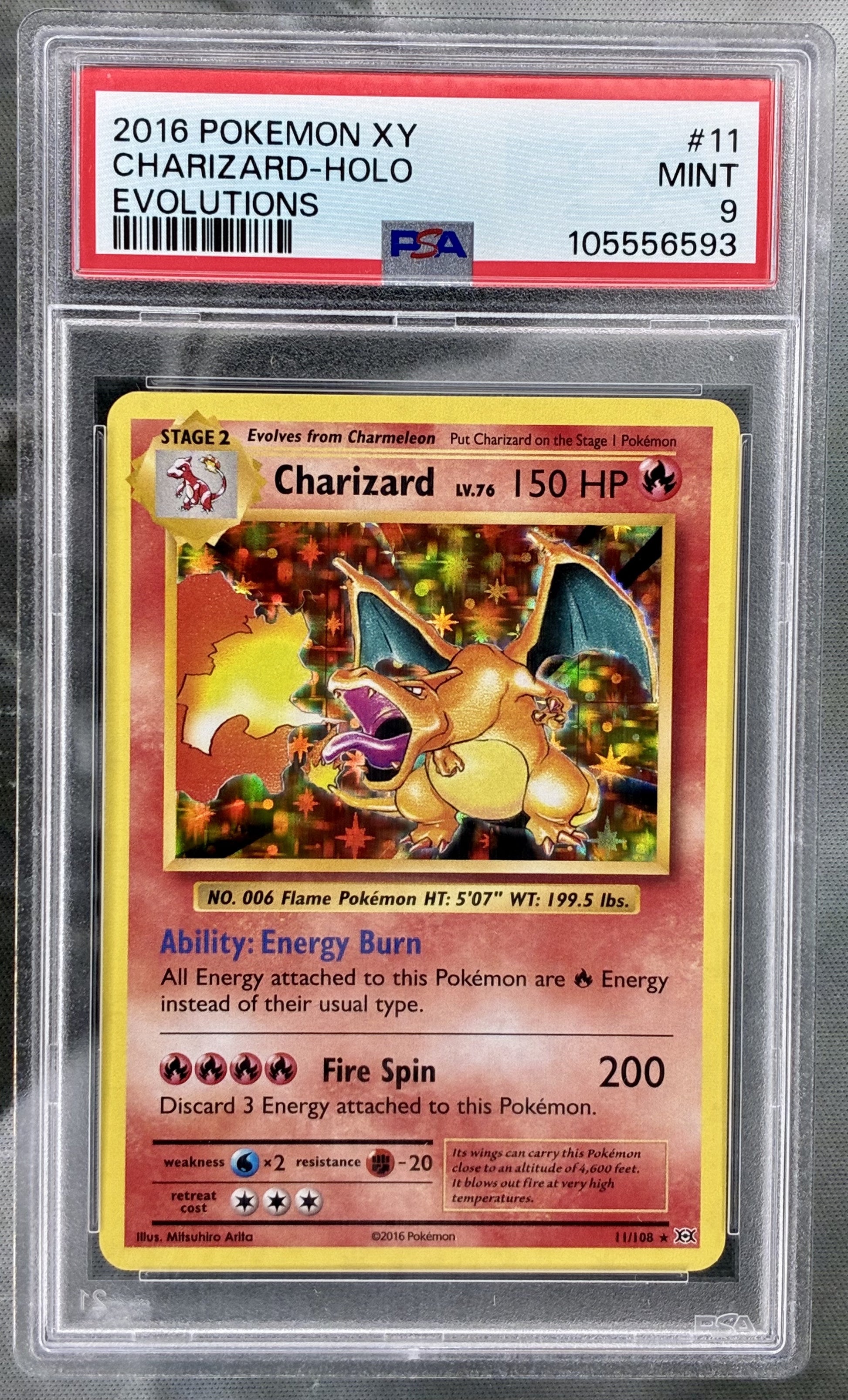 Charizard Evolutions 11/108 Holo PSA 9 English Pokemon card slab