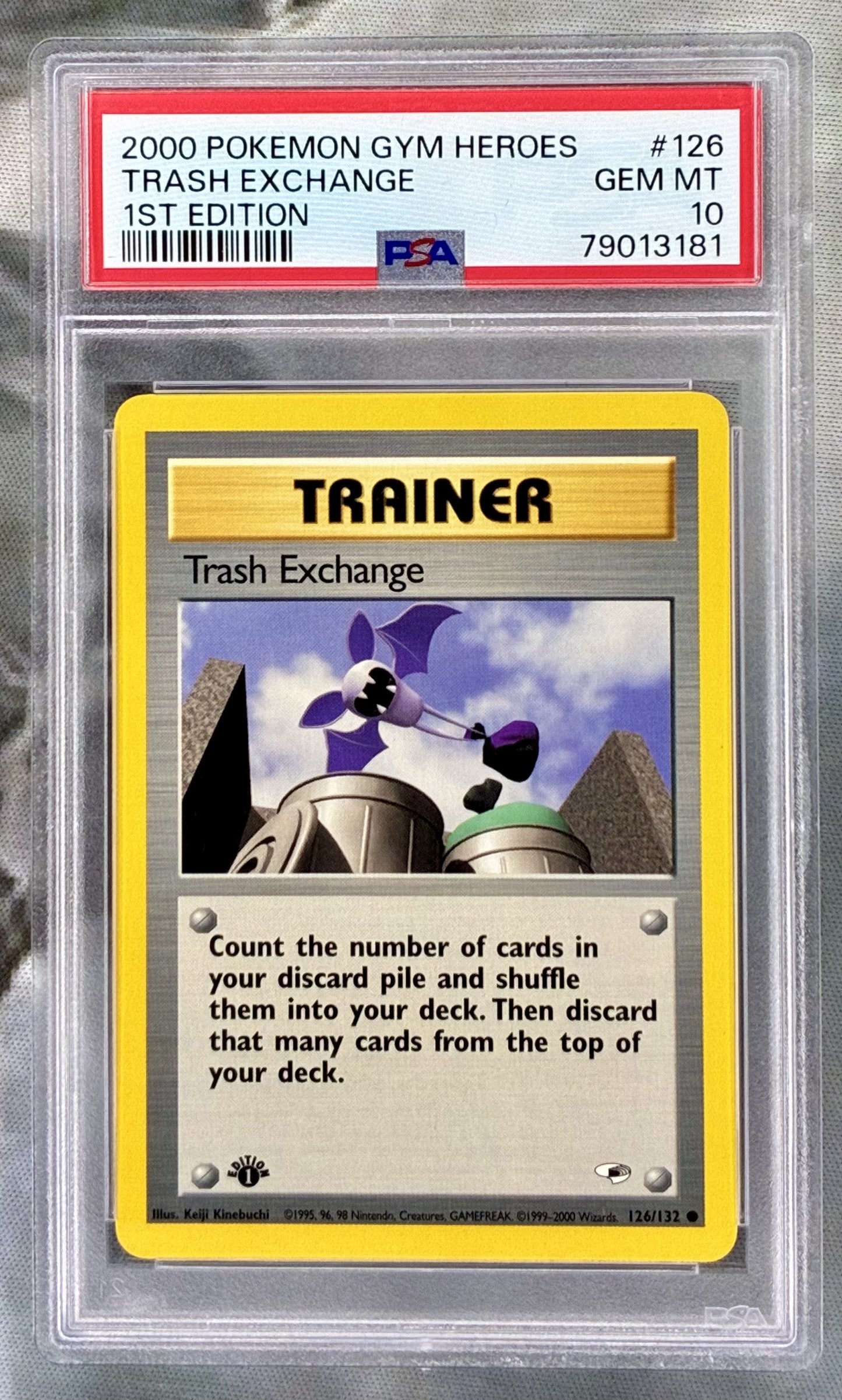 Trash Exchange Gym Heroes 1st Edition 126/132 PSA 10 English Pokemon card slab