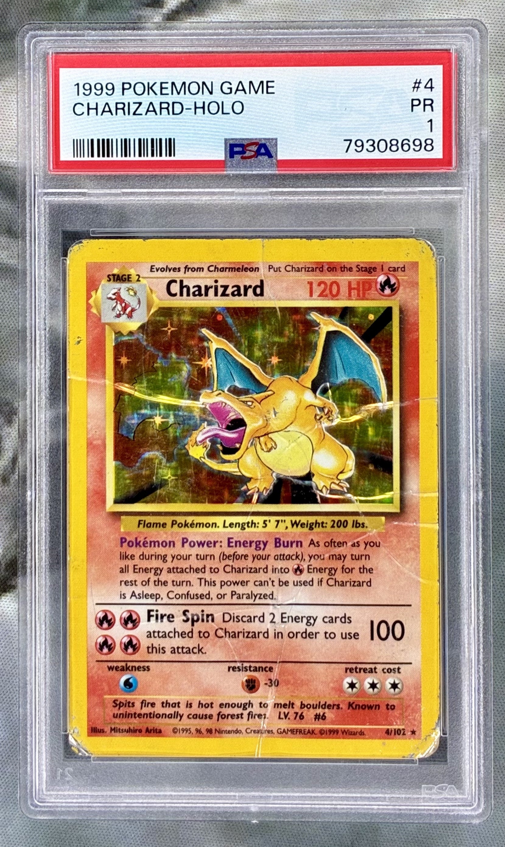 Charizard Base Set Unlimited 4/102 Holo PSA 1 English Pokemon card slab