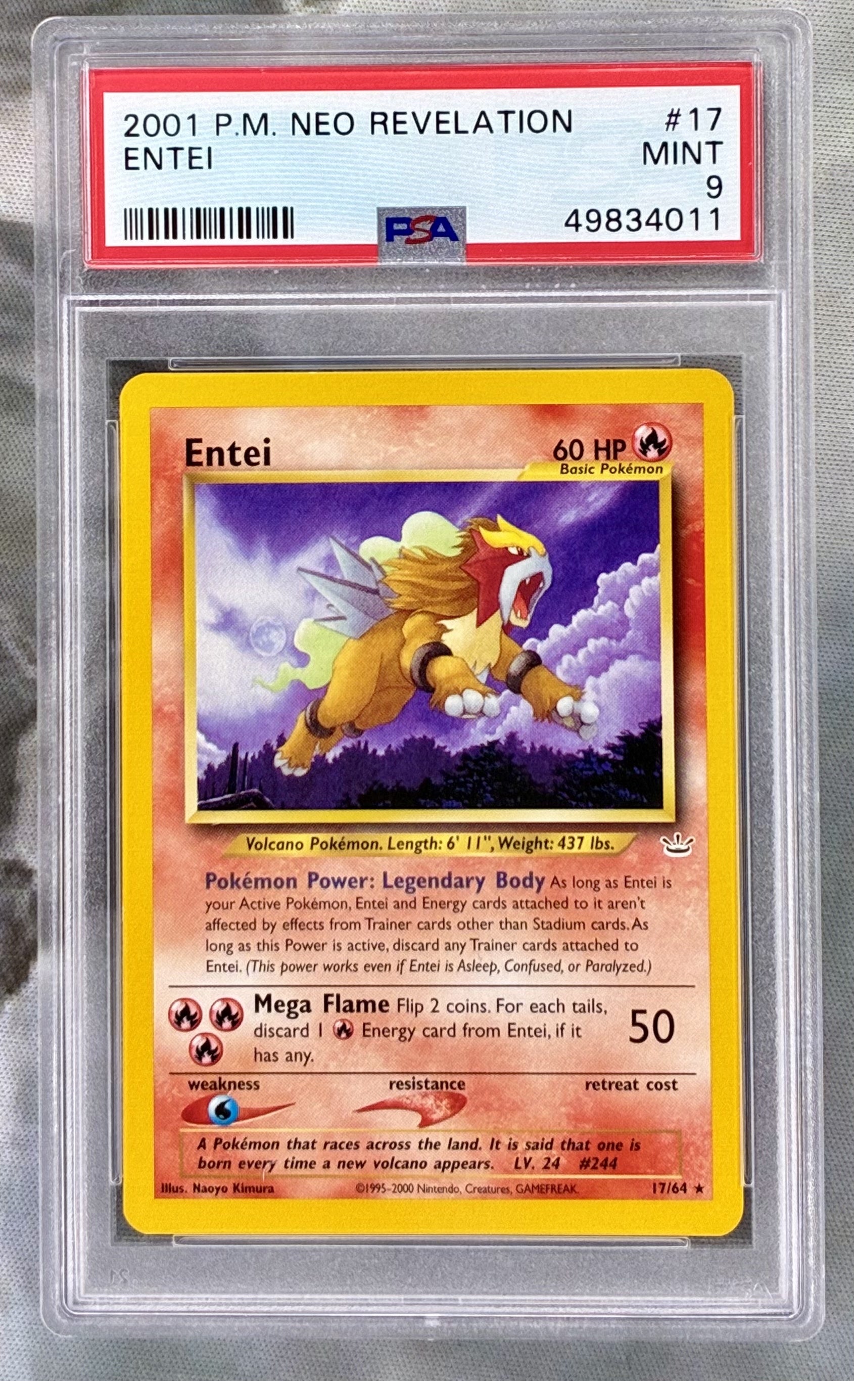 Entei Neo Revelation 17/64 Holo PSA 9 English Pokemon card slab