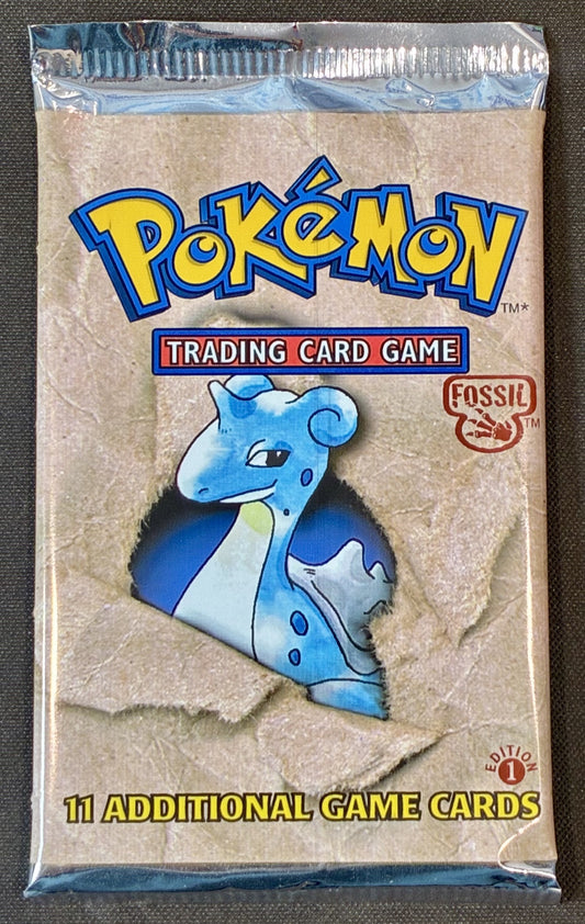 Pokemon Fossil 1st Edition Booster Pack Lapras artwork light sealed vintage product