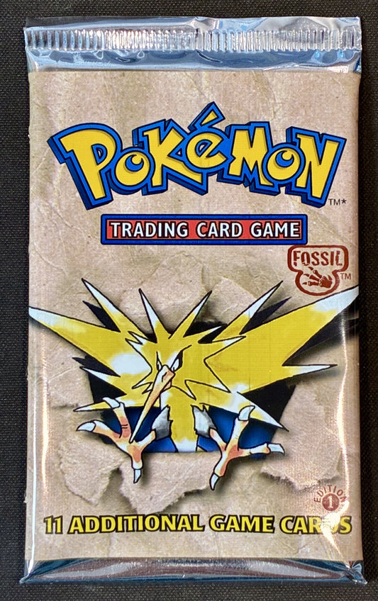 Pokemon Fossil 1st Edition Booster Pack Zapdos artwork light sealed vintage product
