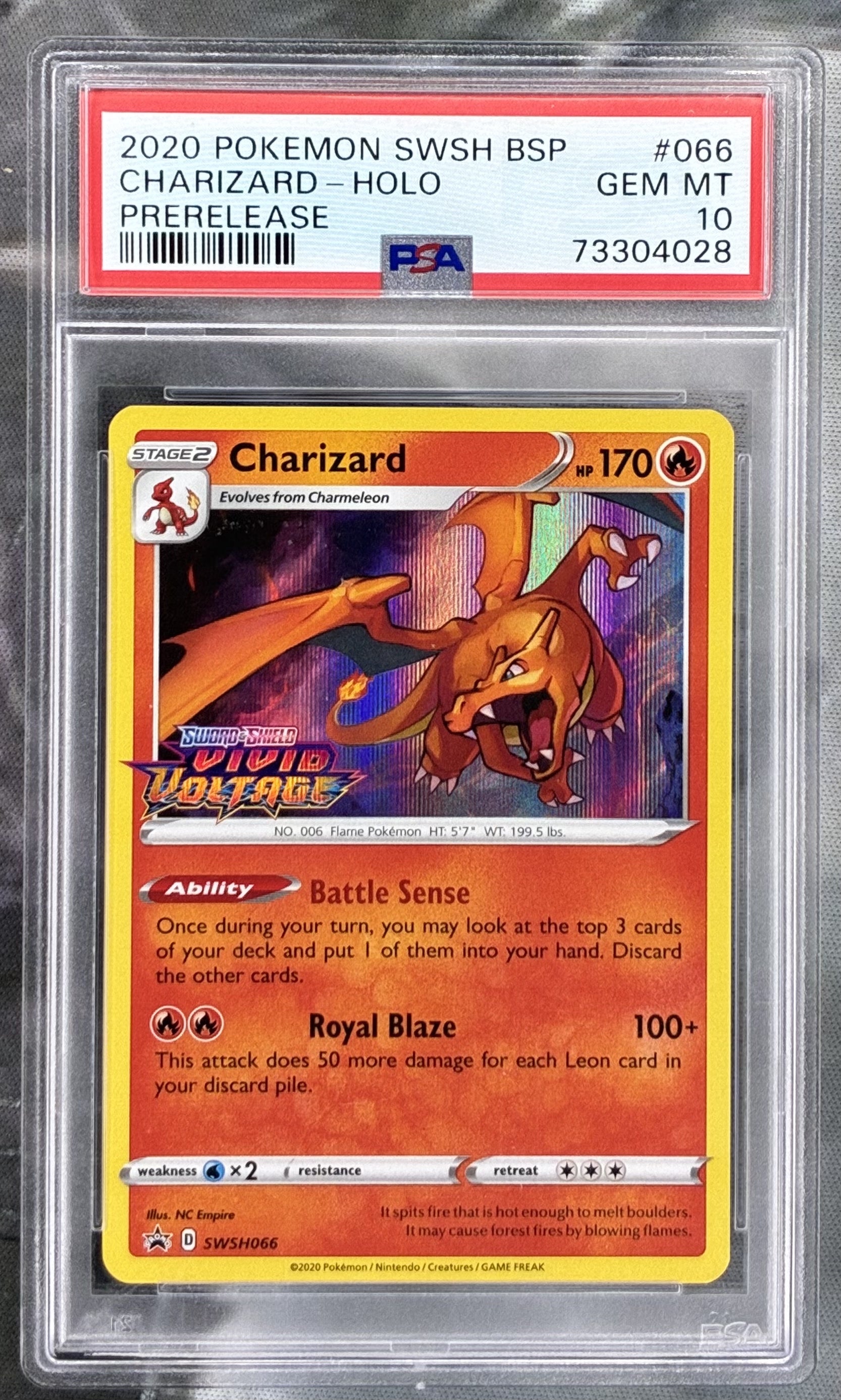 Charizard Prerelease Promo SWSH066 Holo PSA 10 English Pokemon card slab