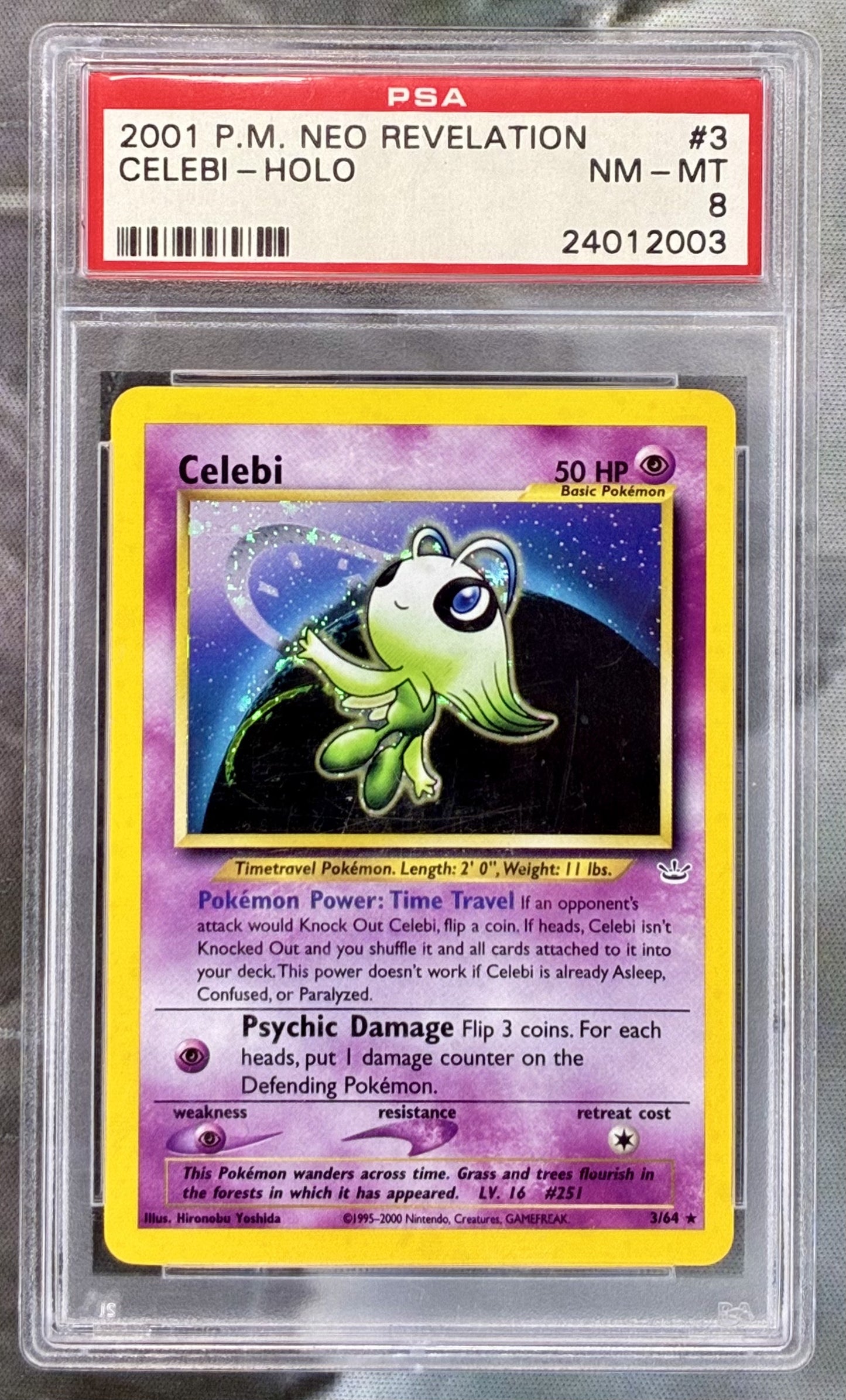 Celebi Neo Revelation Holo PSA 8 English Pokemon card slab