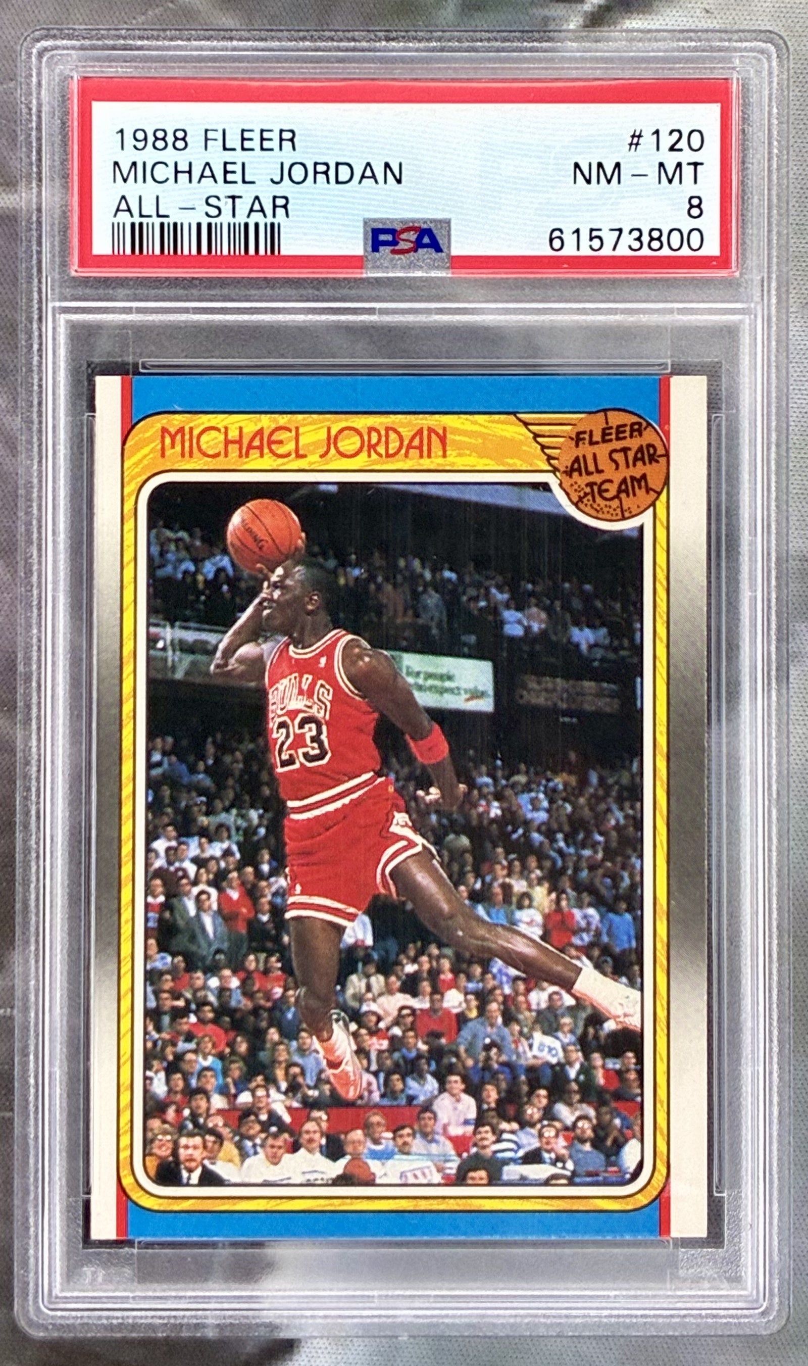 Michael Jordan Fleer All-Star 1988-89 #120 PSA 8 basketball card slab