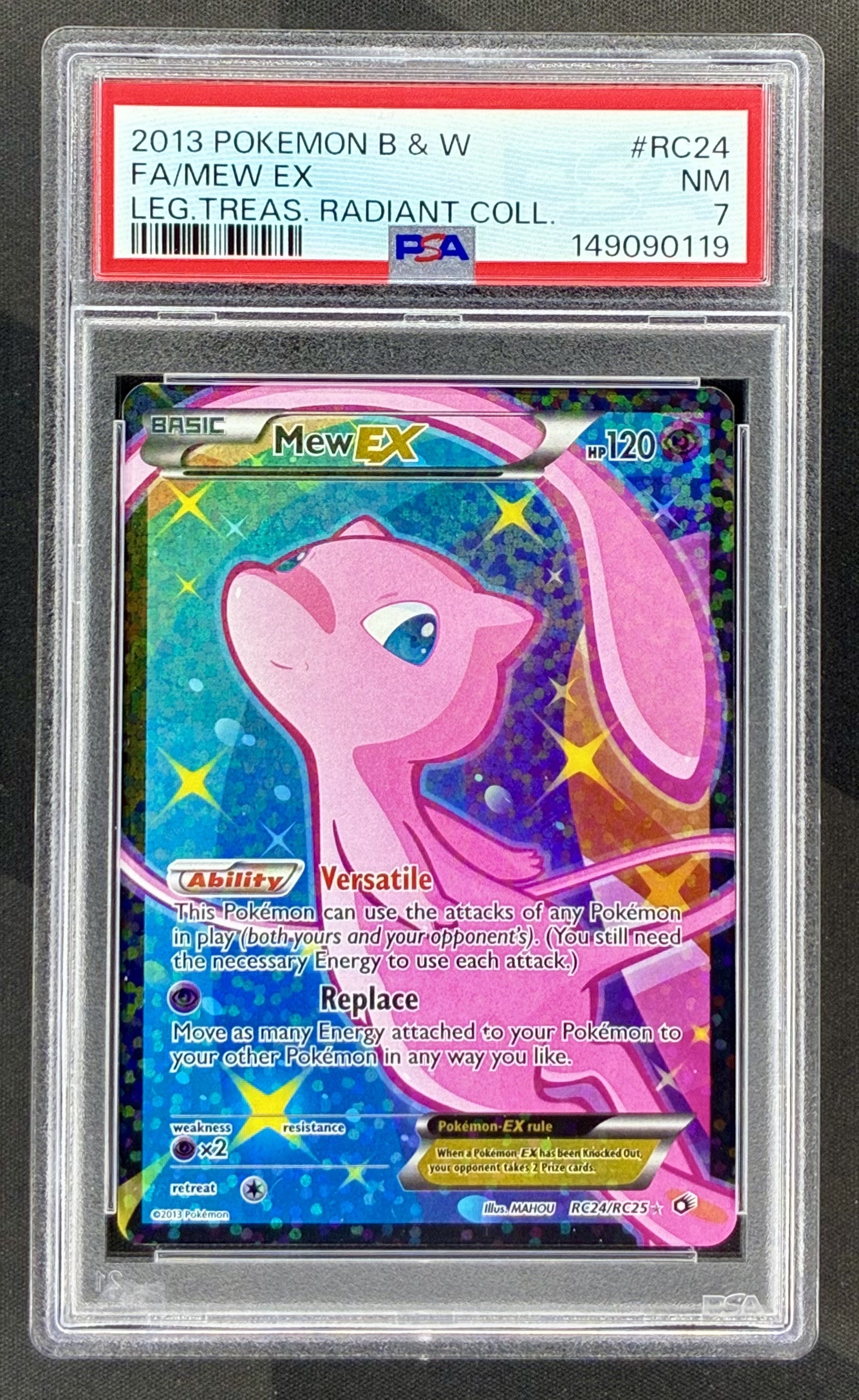 Mew EX RC24/RC25 Legendary Treasures PSA 7 Full Art Pokemon card slab