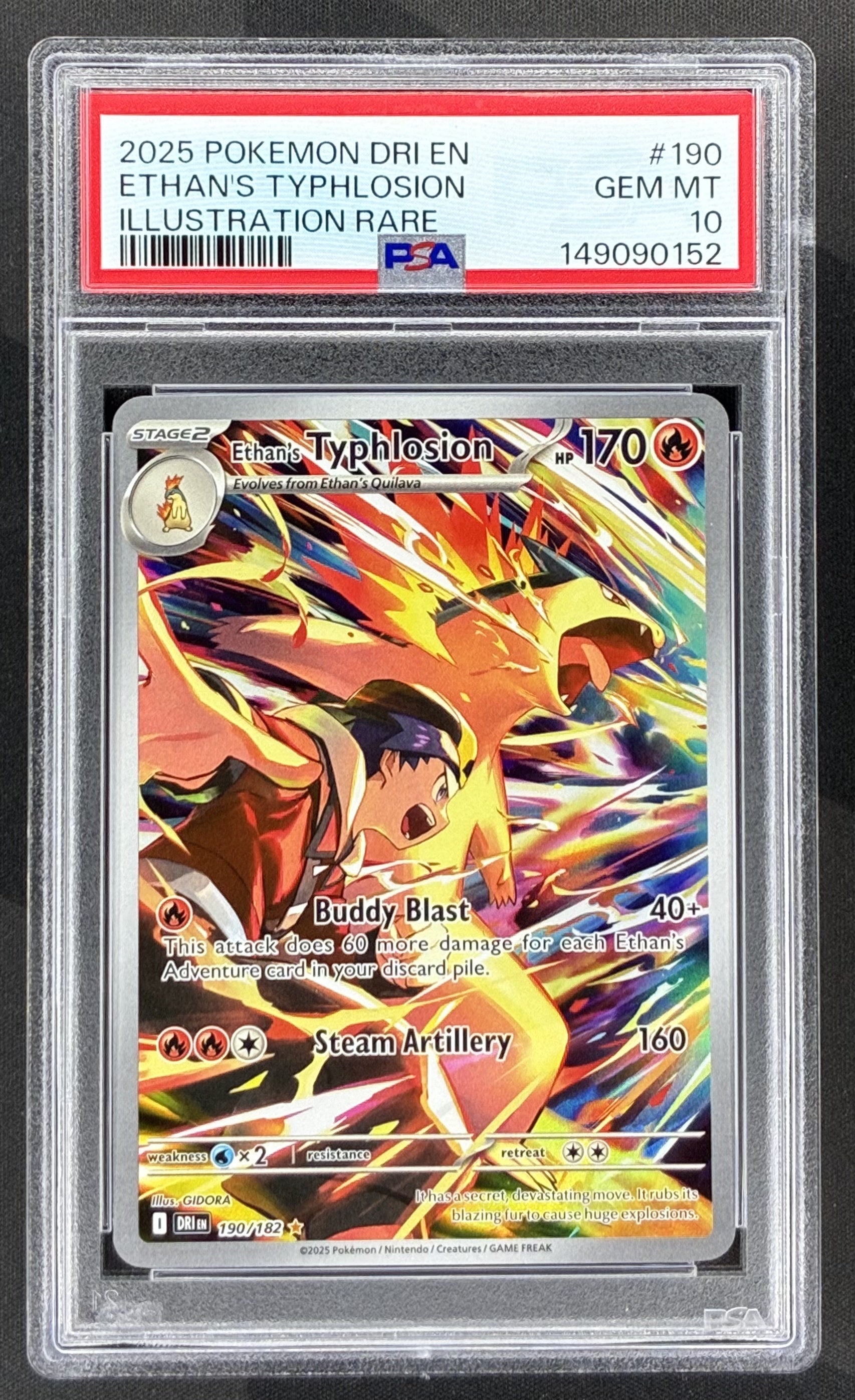 Ethan’s Typhlosion 190/182 Destined Rivals PSA 10 Pokemon card slab