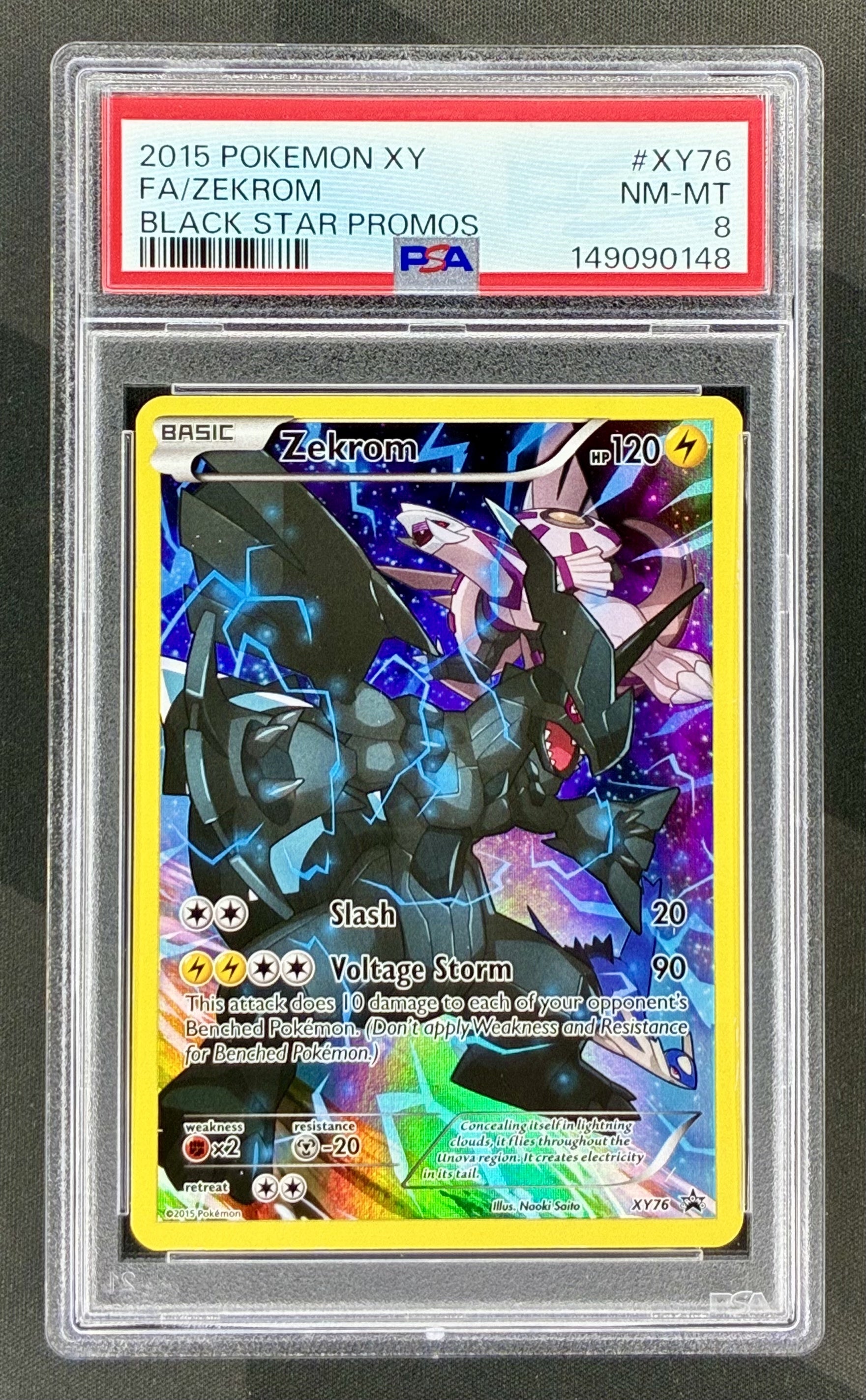 Zekrom XY76 Black Star Promo PSA 8 Full Art Pokemon card slab