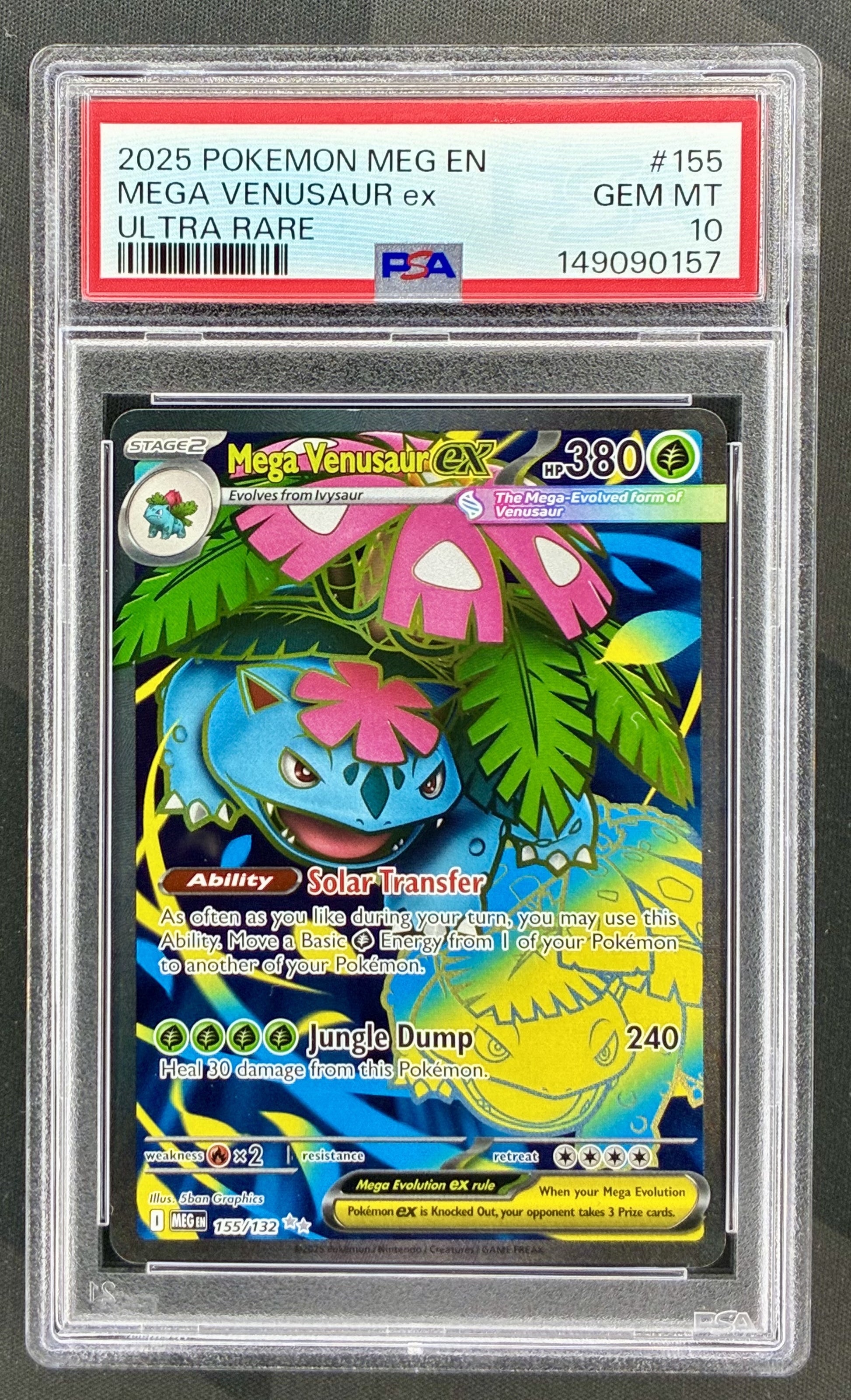 Venusaur ex 155/132 Mega Evolution PSA 10 Ultra Rare Pokemon card slab
