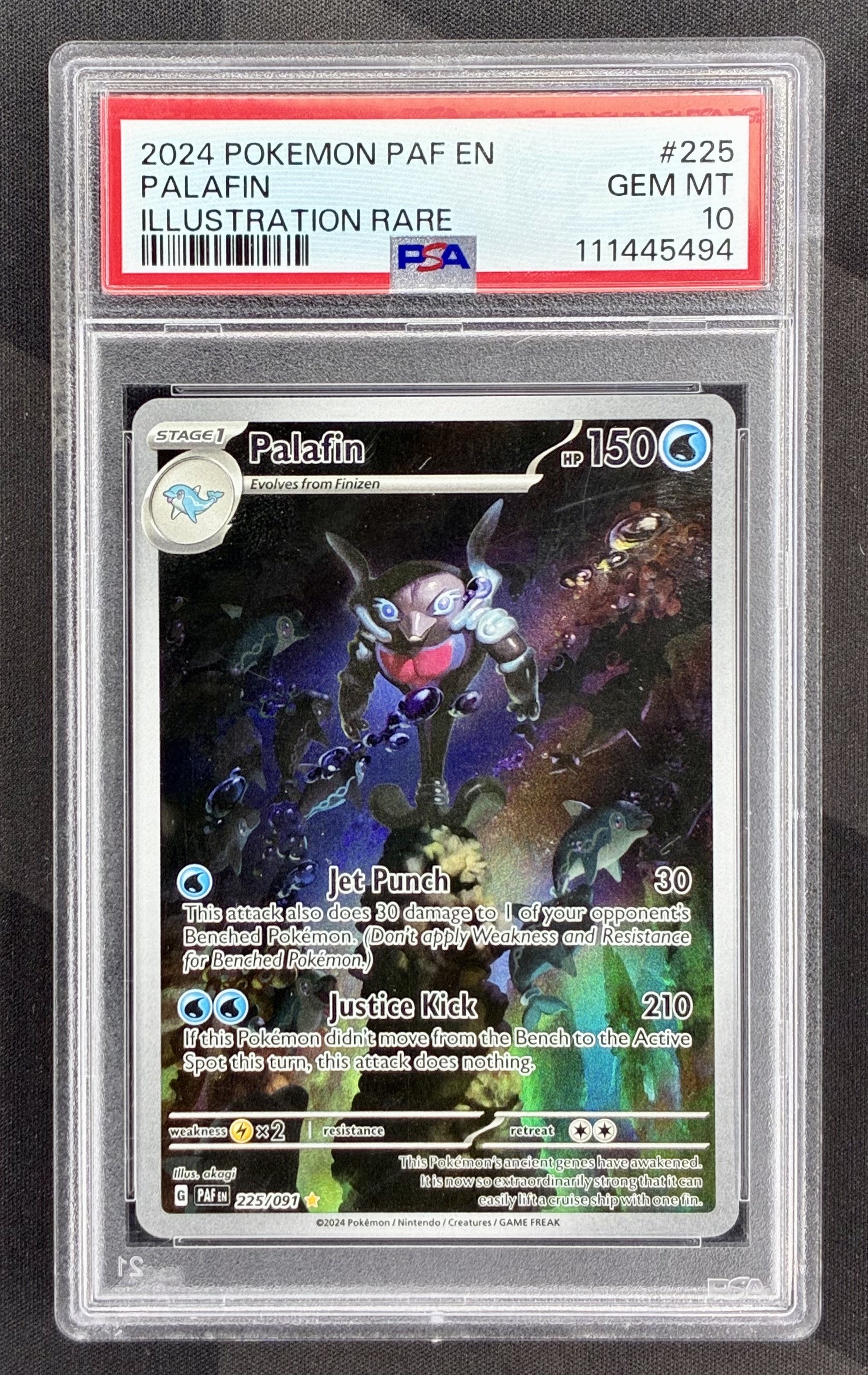 Palafin 225/091 Paldean Fates PSA 10 Pokemon card slab