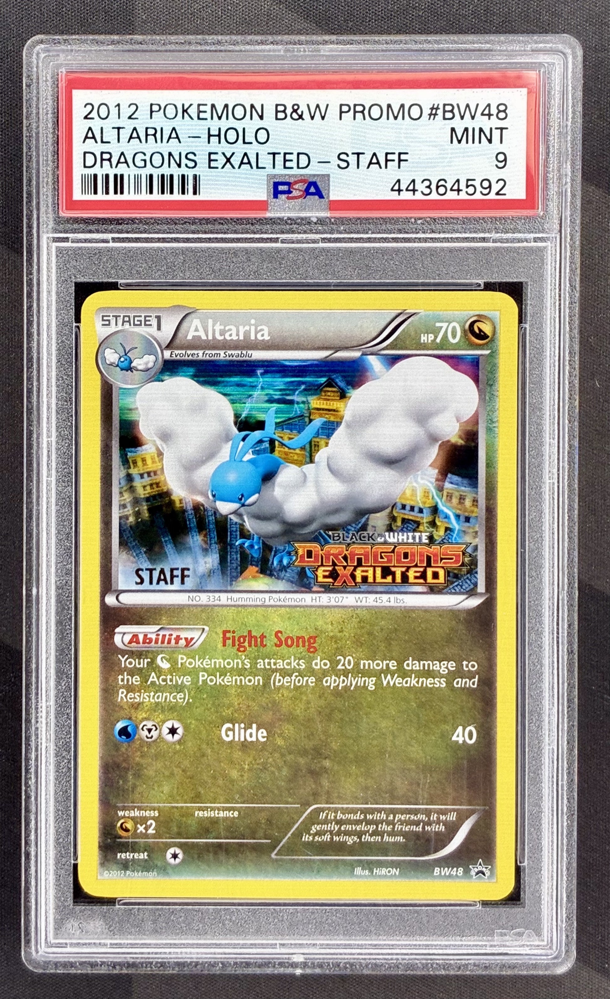 Altaria BW48 Staff Promo Dragons Exalted PSA 9 Pokemon card slab