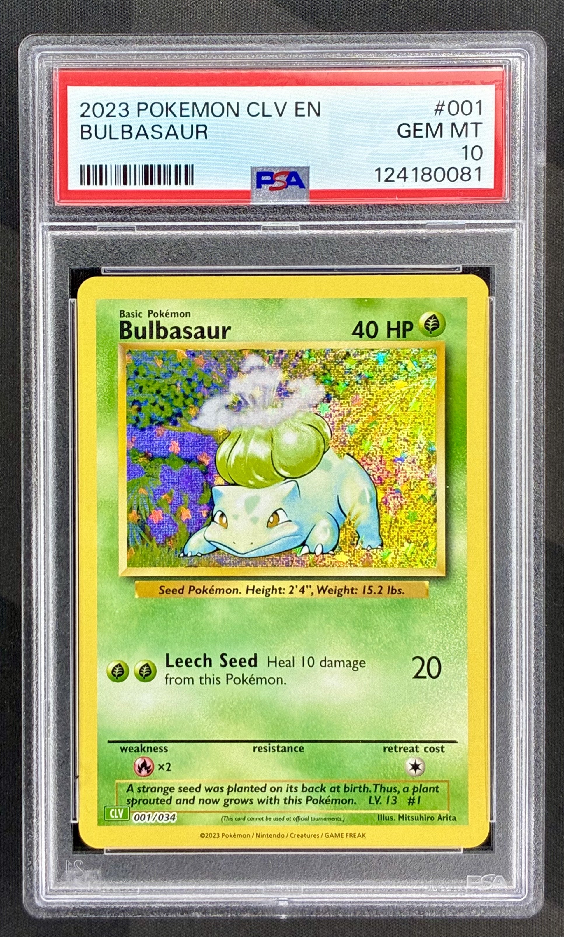 Bulbasaur 001/034 Classic Collection PSA 10 holo Pokemon card slab