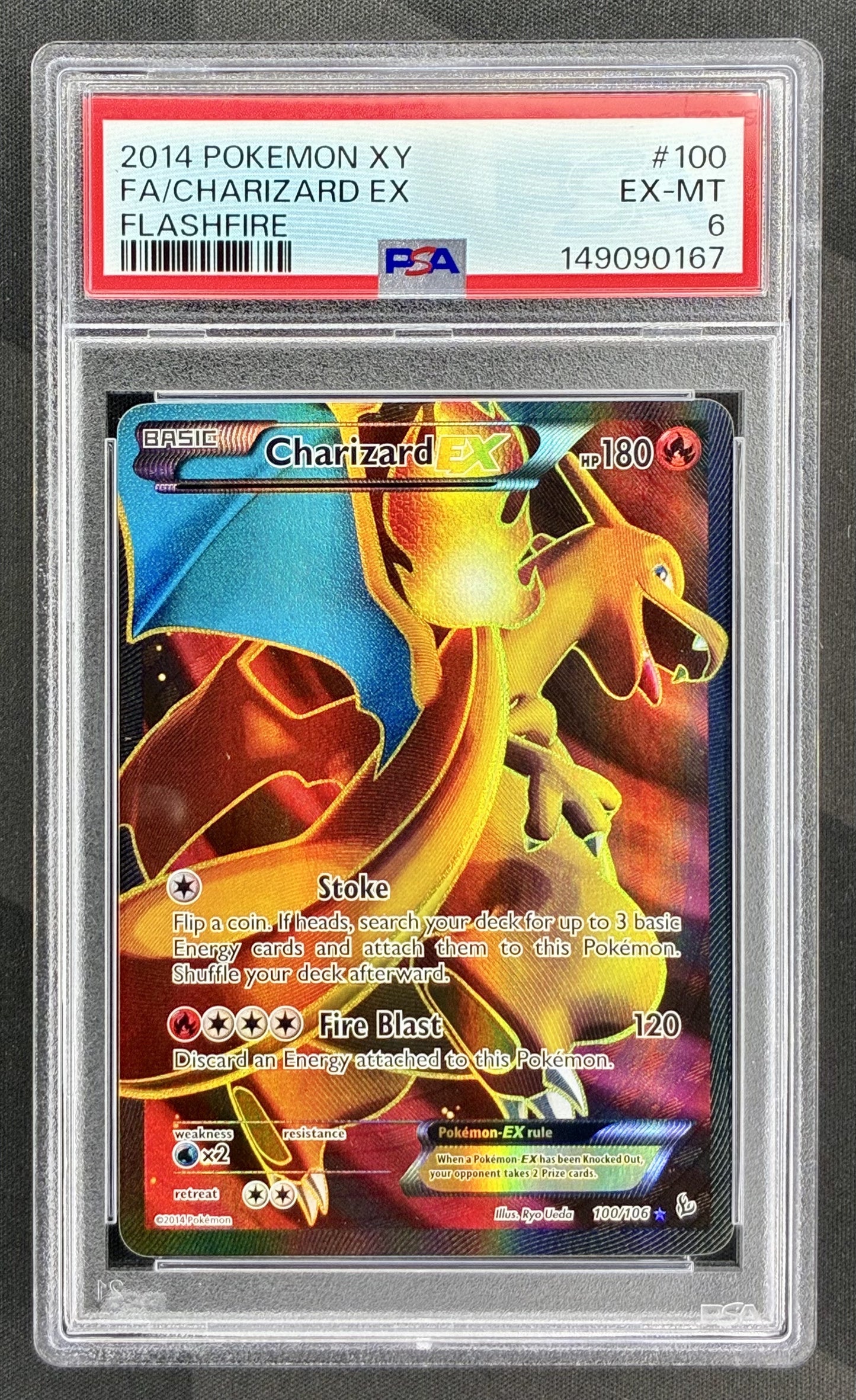 Charizard EX 100/106 Flashfire PSA 6 Full Art Pokemon card slab