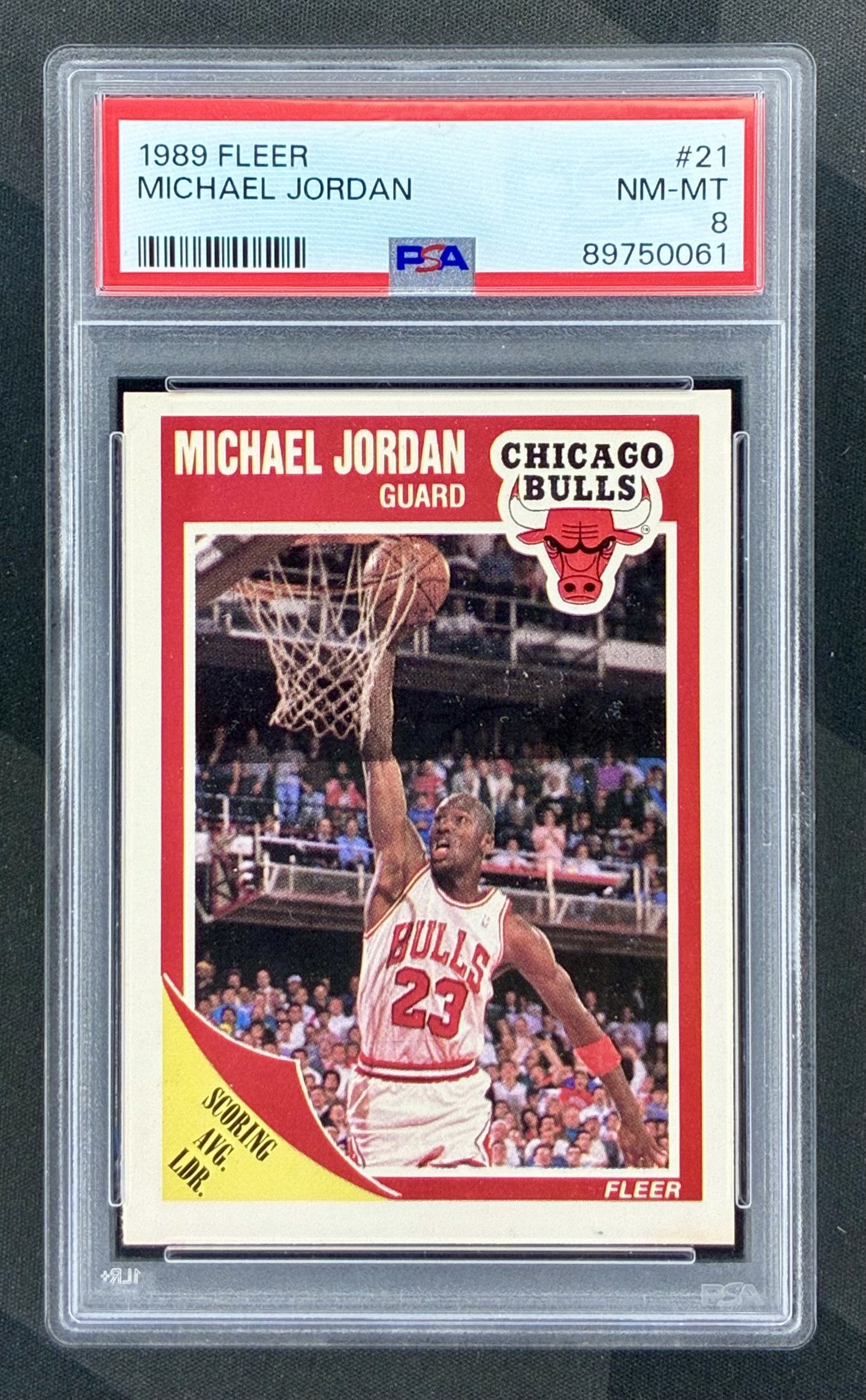 Michael Jordan #21 1989-90 Fleer PSA 8 NBA card slab