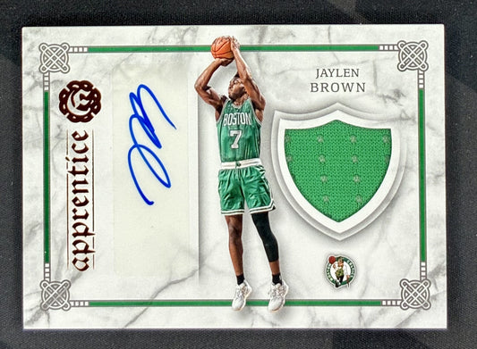 Jaylen Brown 2016 Excalibur Apprentice Shield rookie patch auto NBA card