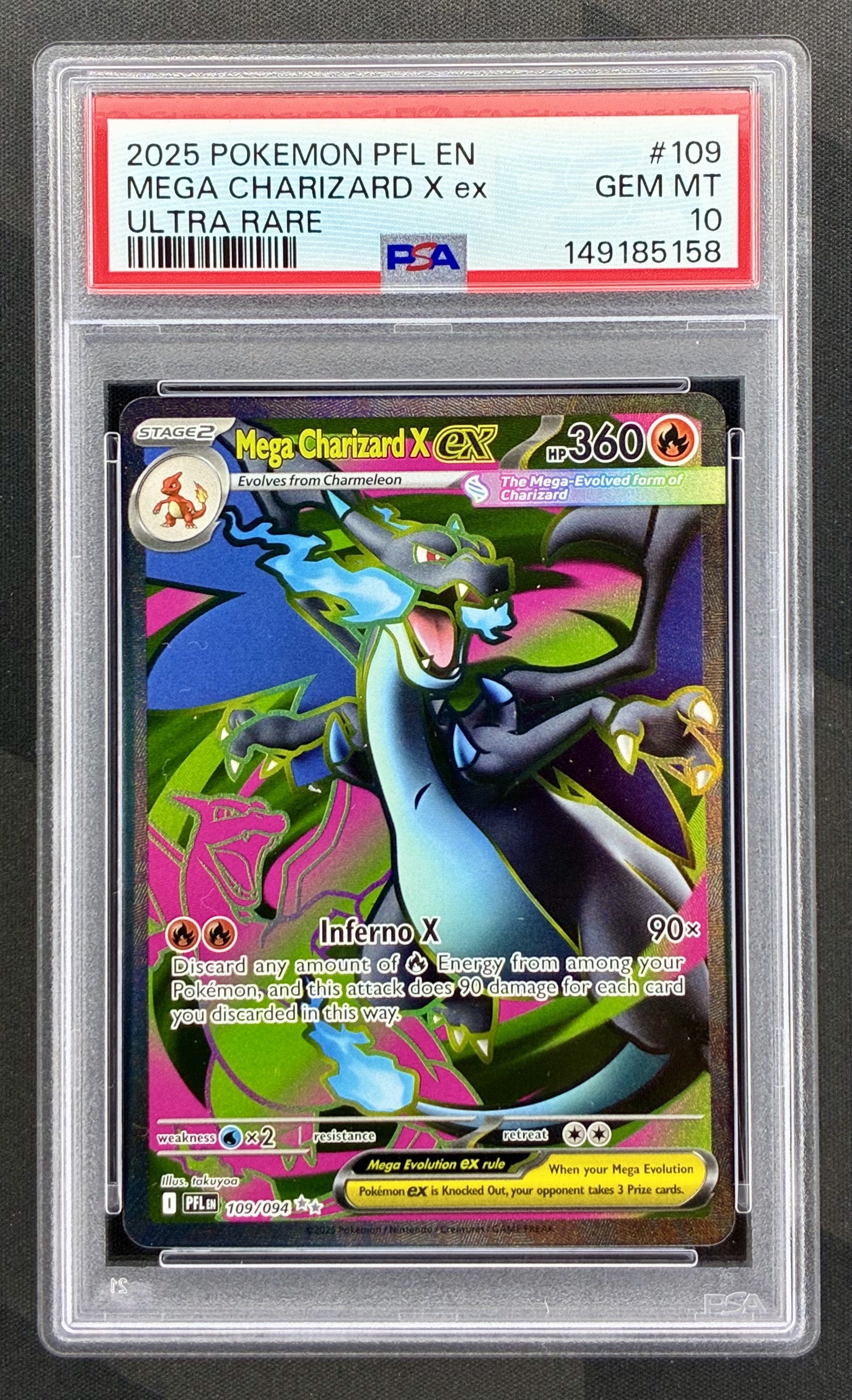 Mega Charizard X ex MEP023 Black Star Promo PSA 10 Pokemon card slab
