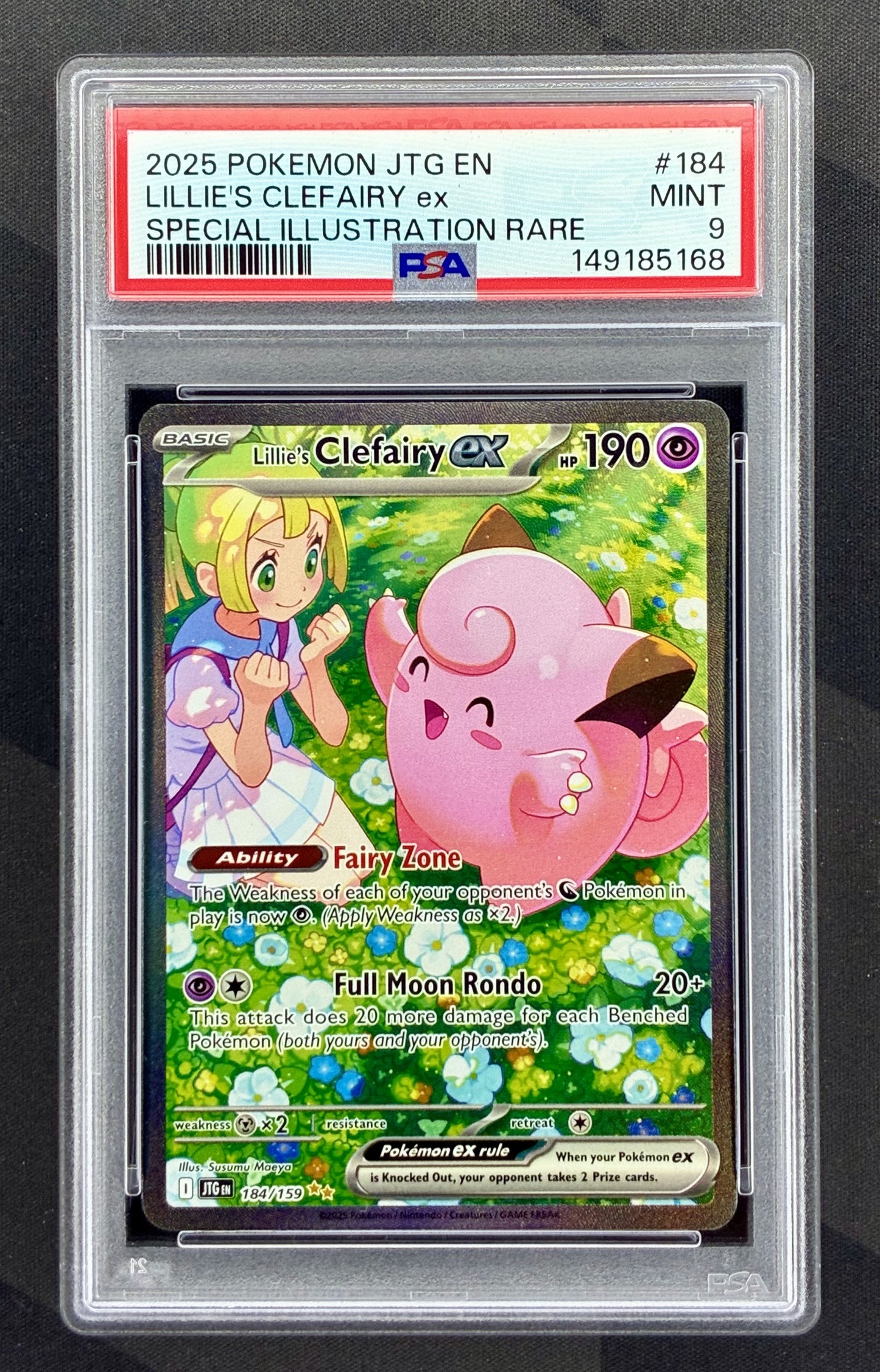 Lillie’s Clefairy ex 184/159 Journey PSA 9 Special Illustration Rare Pokemon card slab