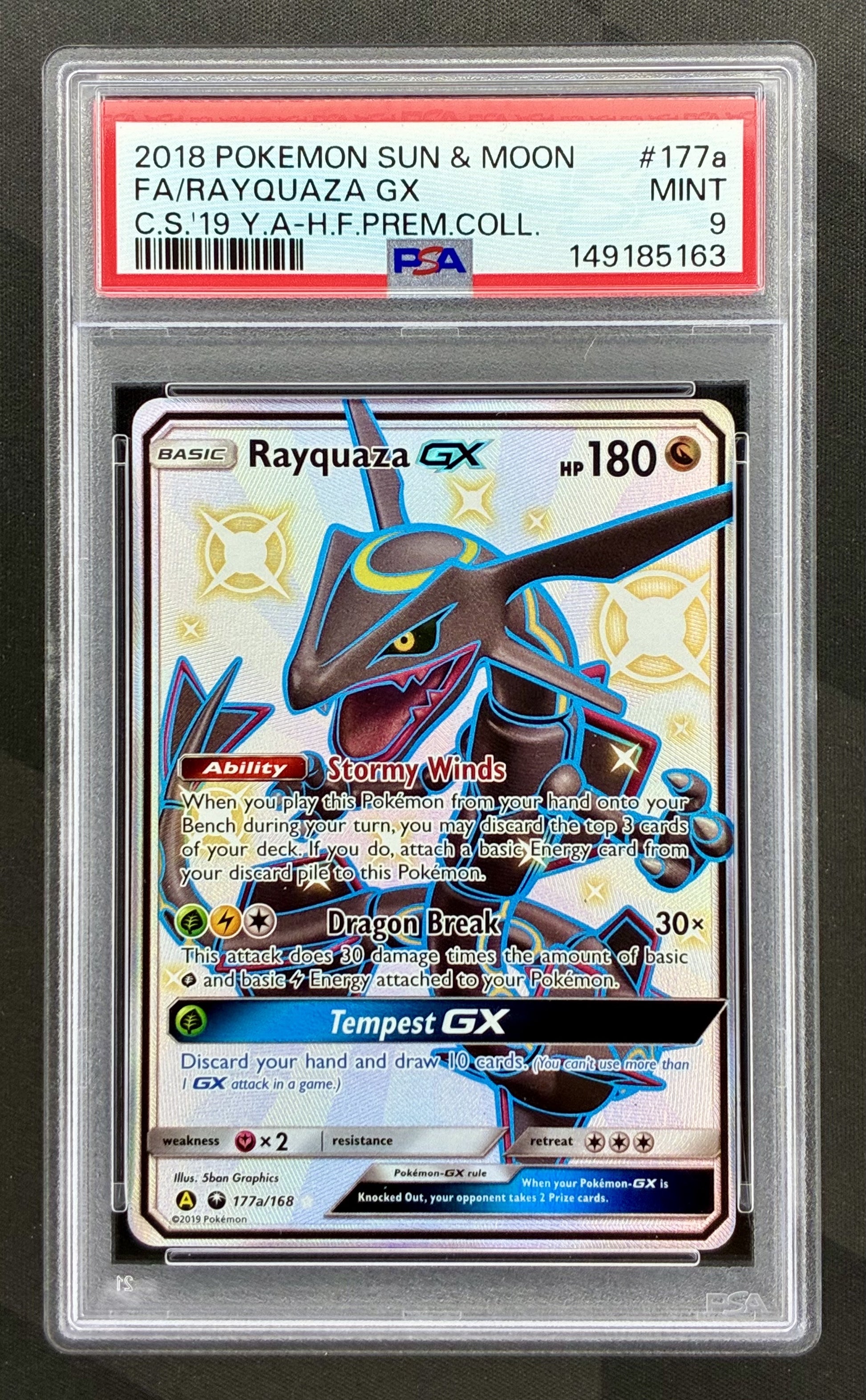 Rayquaza GX 177A/168 Alternate Art promo PSA 9 Pokemon card slab