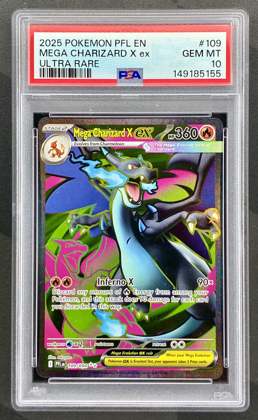 Mega Charizard X ex 109/094 Phantasmal Flames PSA 10 Pokemon card slab