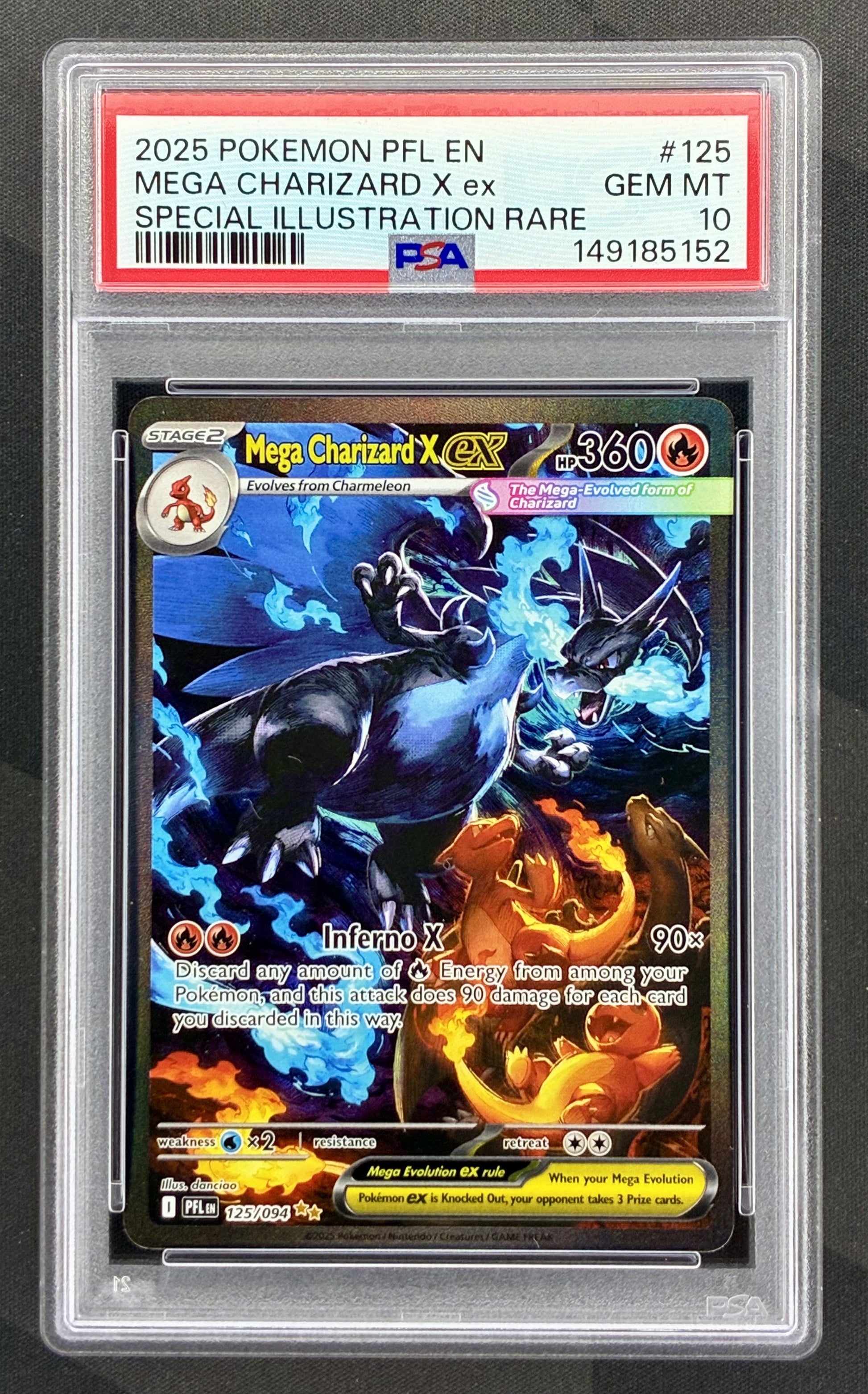 Mega Charizard X ex 125/094 Special Illustration Rare PSA 10 Pokemon card slab