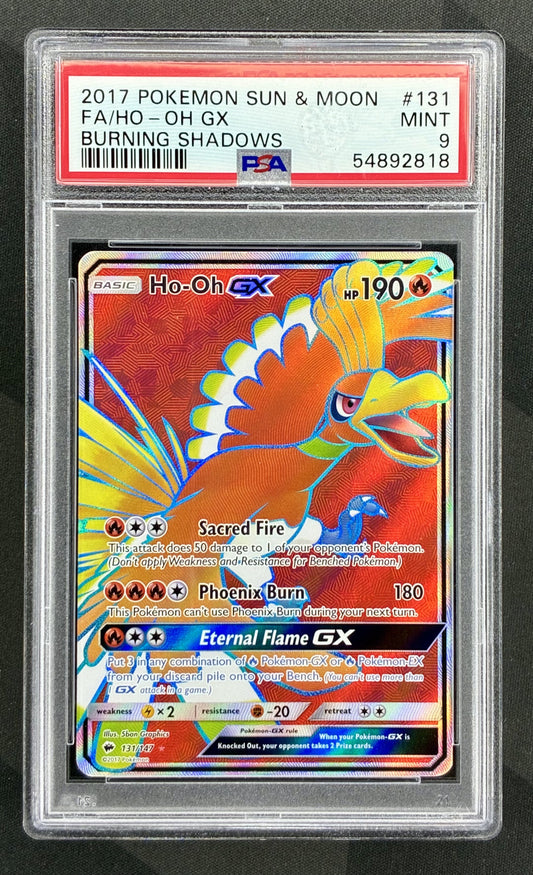 Ho-Oh GX 131/147 Burning Shadows PSA 9 Full Art Pokemon card slab