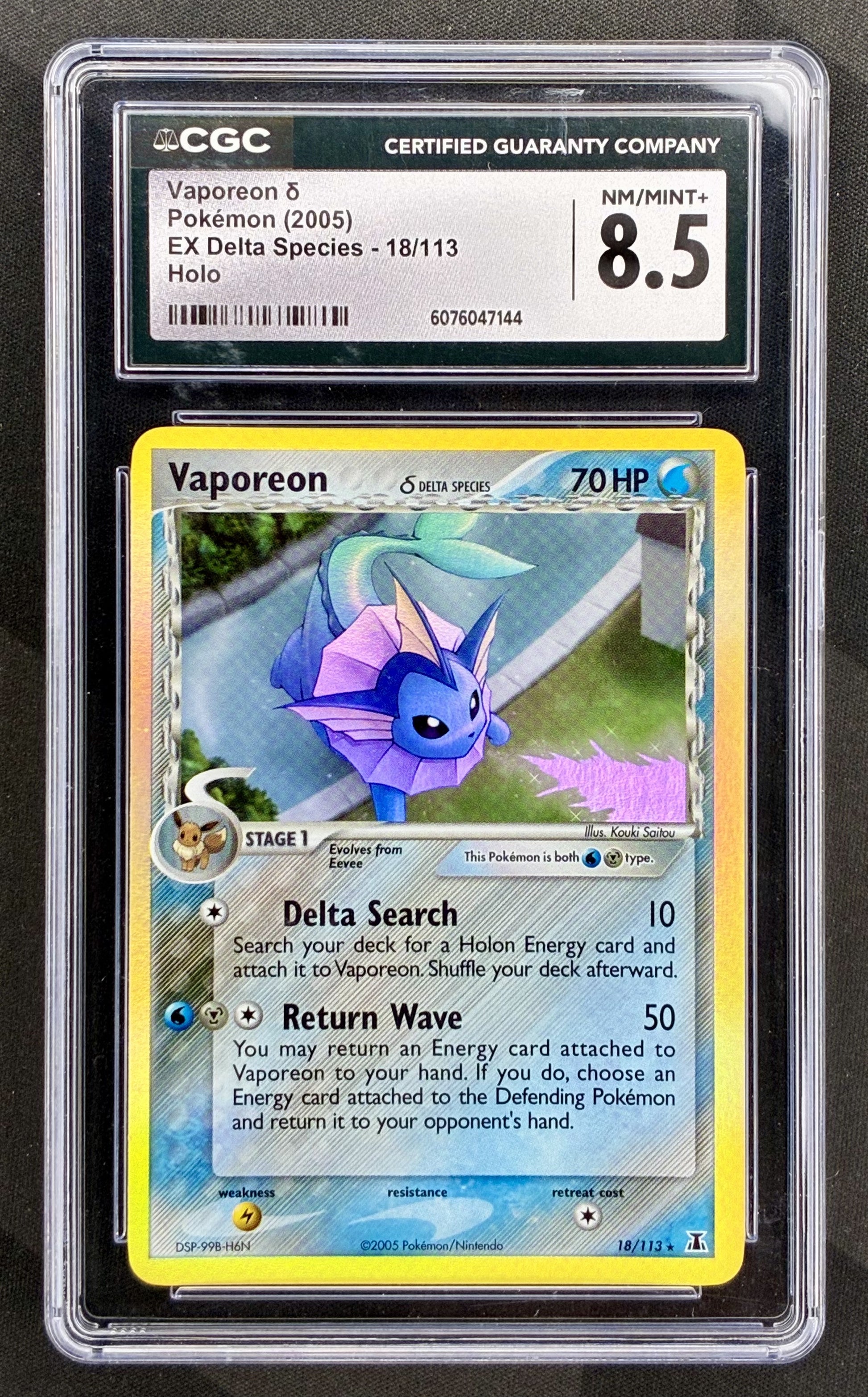 Vaporeon 18/113 EX Delta Species CGC 8.5 holo Pokemon card slab