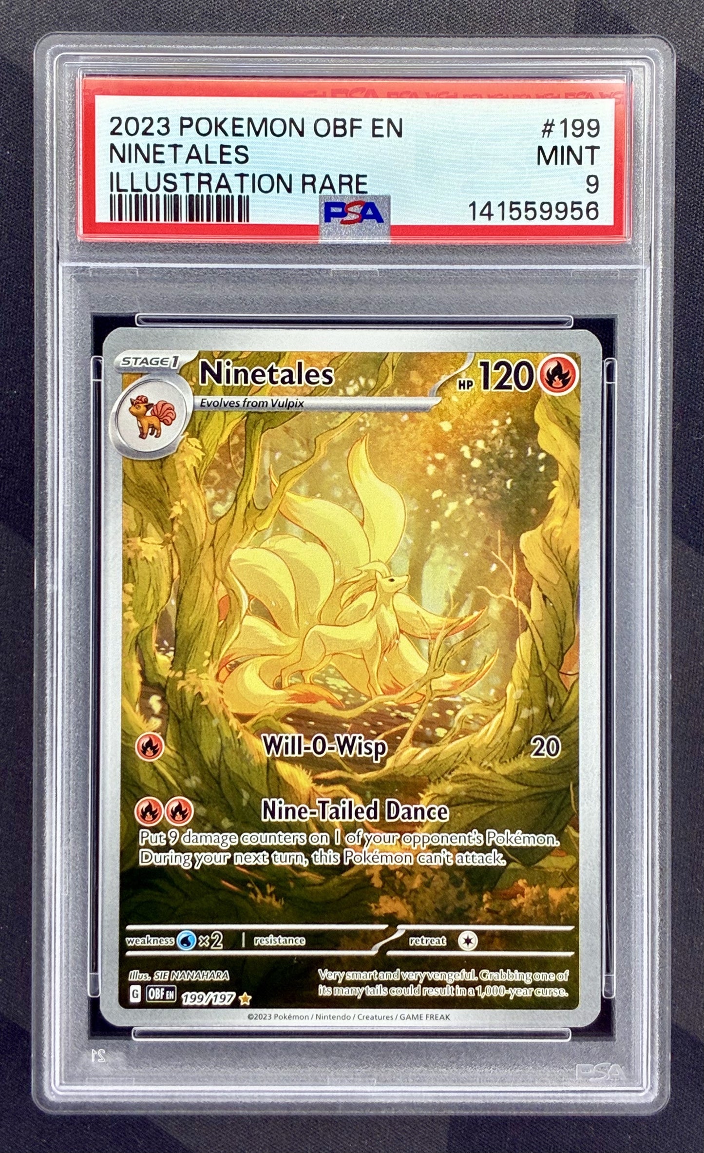 Ninetales 199/197 Obsidian Flames Illustration Rare PSA 9 Pokemon card slab
