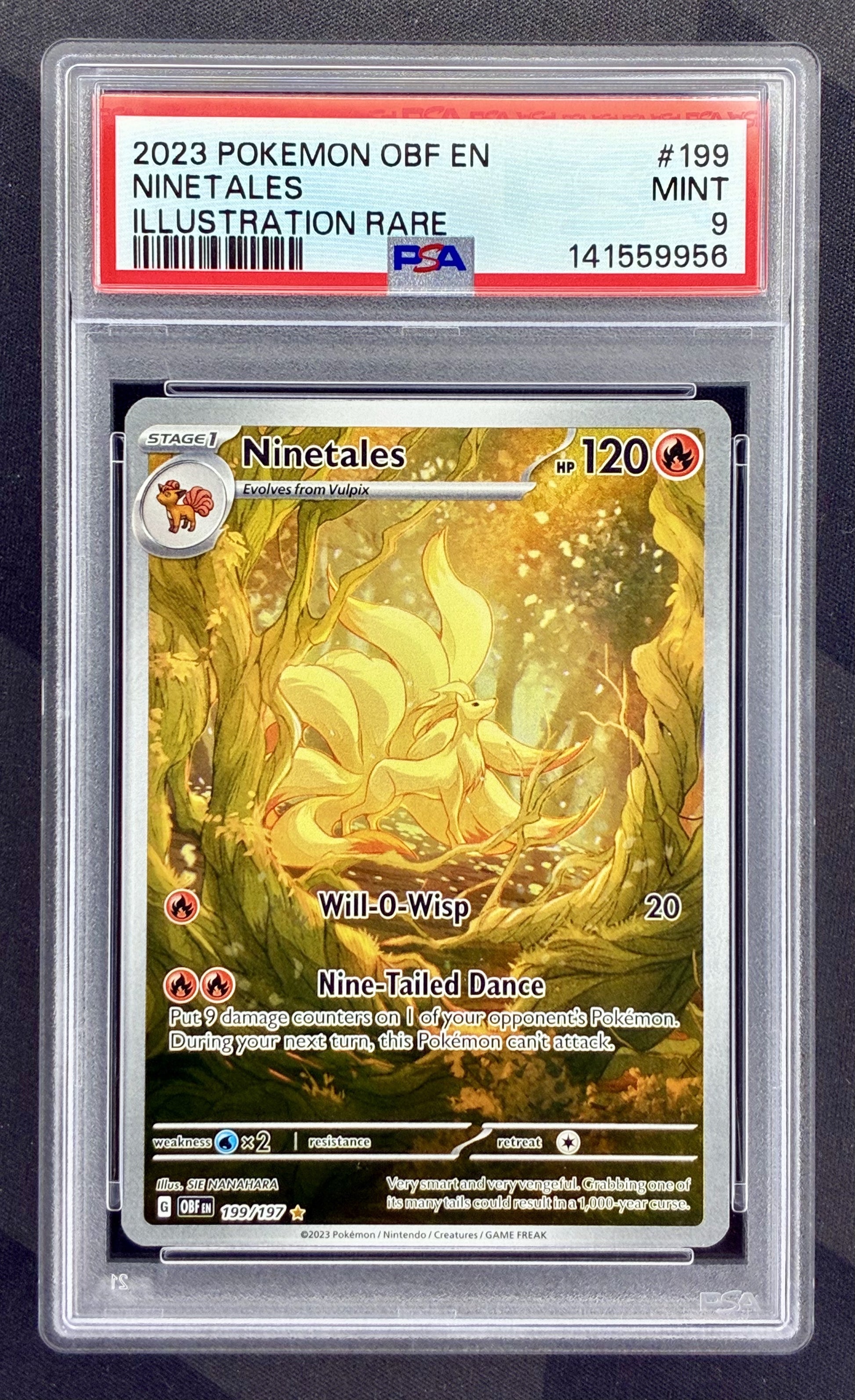 Ninetales 199/197 Obsidian Flames Illustration Rare PSA 9 Pokemon card slab