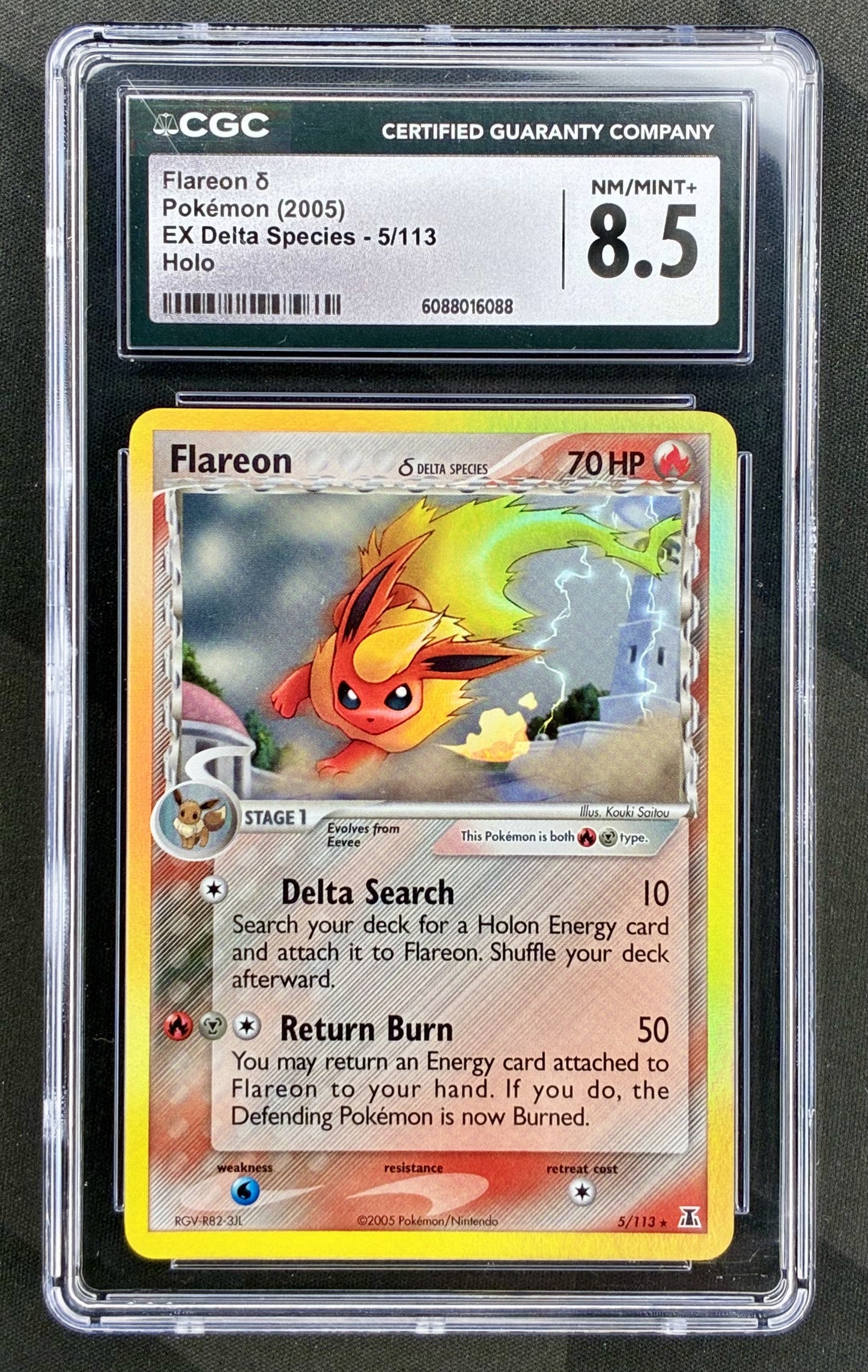 Flareon 5/113 EX Delta Species CGC 8.5 holo Pokemon card slab