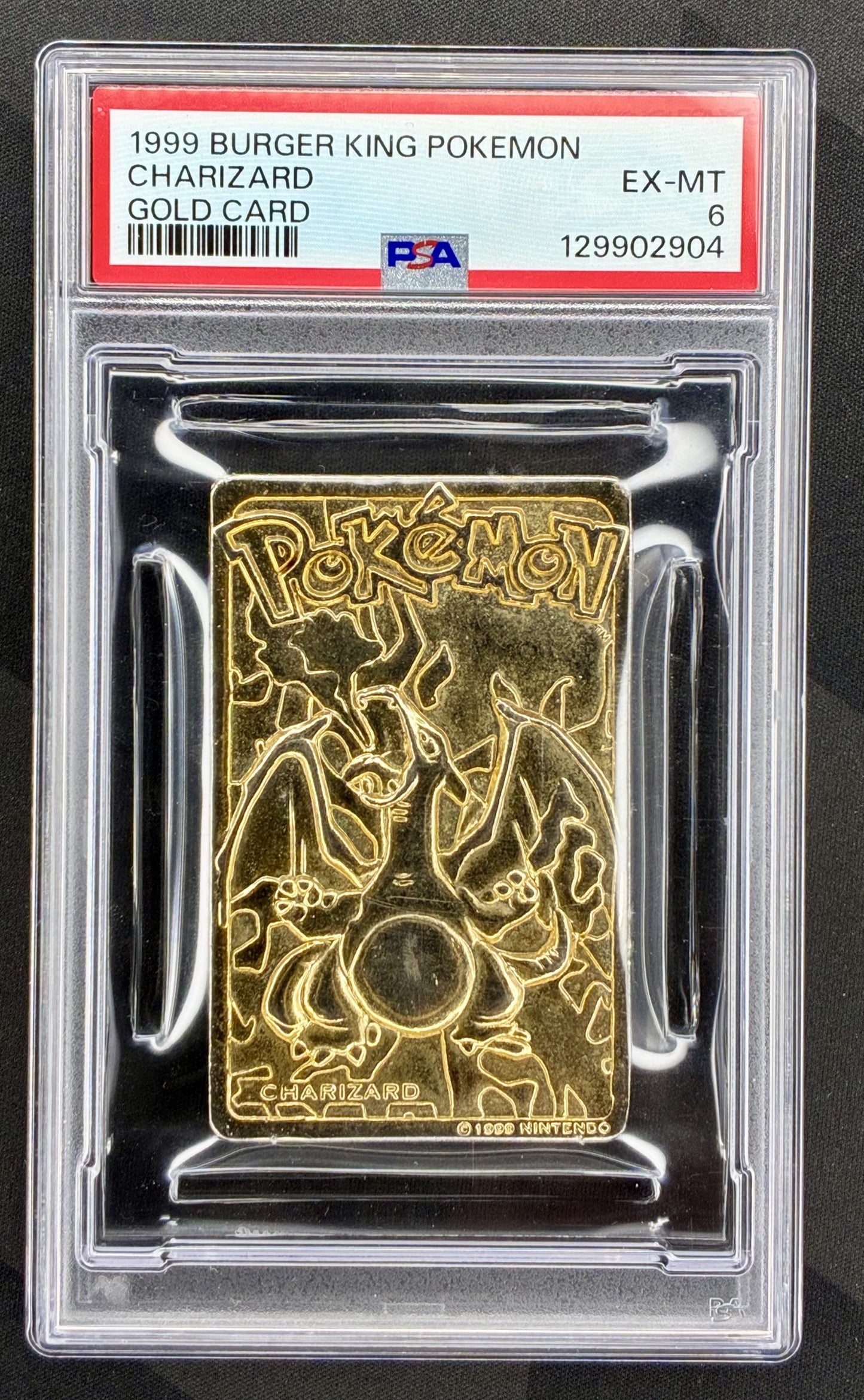 Charizard 23K gold plated Burger King 1999 PSA 6 Pokemon card