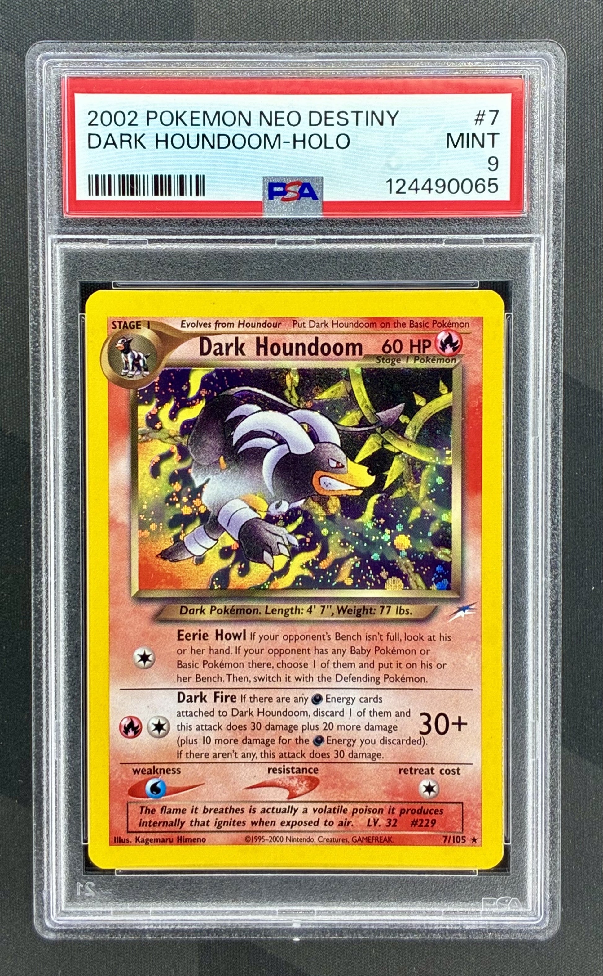 Dark Houndoom 7/105 Neo Destiny PSA 9 holo Pokemon card slab