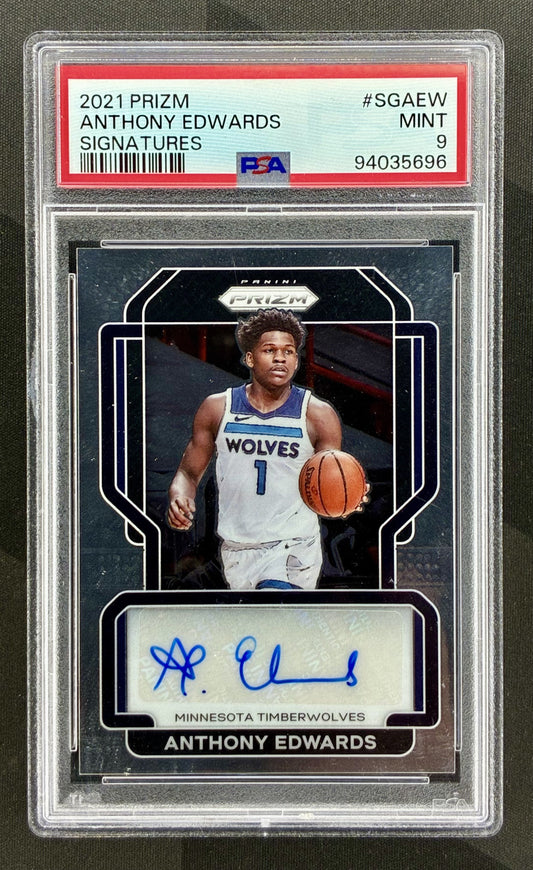 Anthony Edwards 2021-22 Panini Prizm autograph PSA 9 basketball card slab