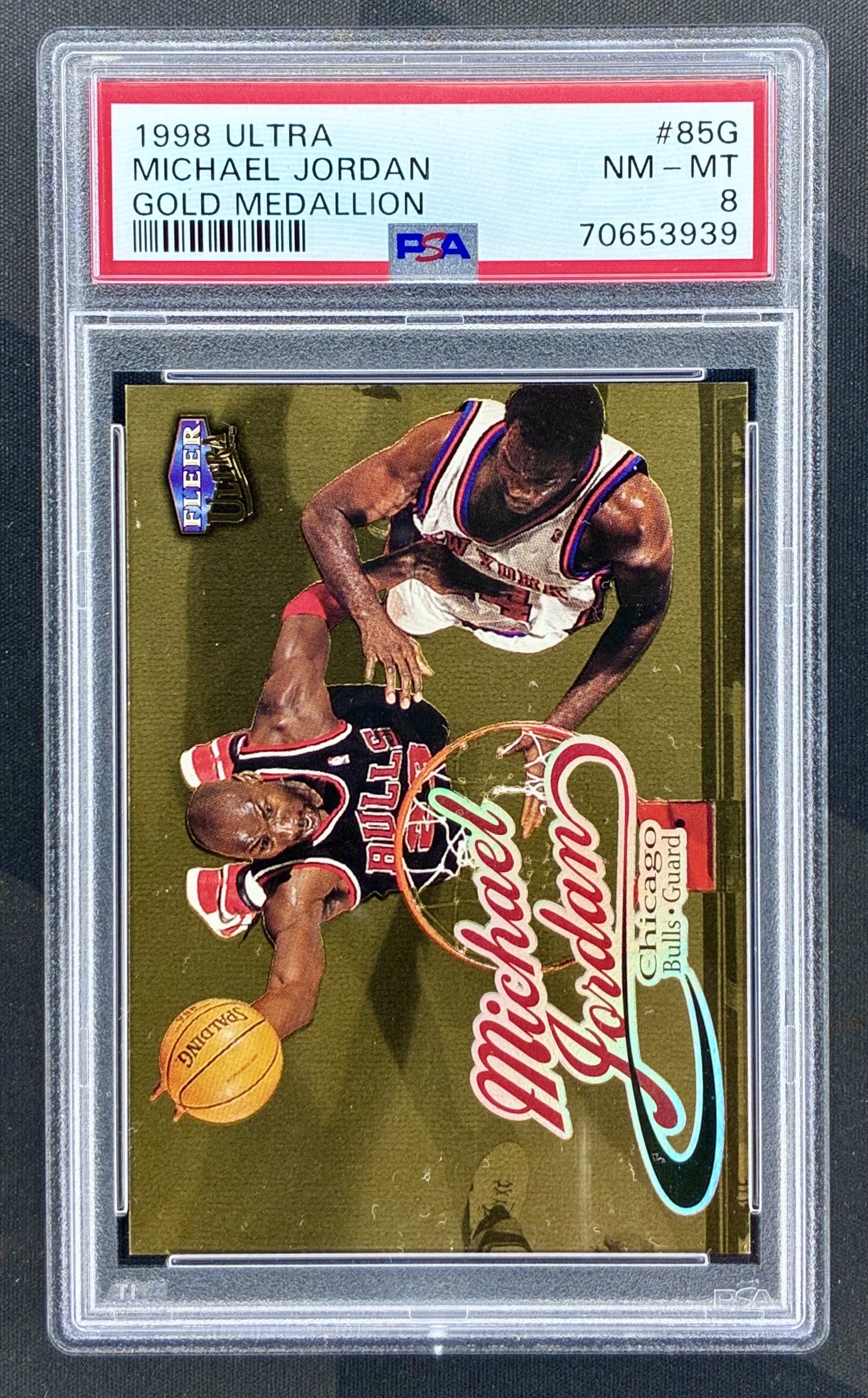 Michael Jordan 1998 Fleer Ultra Gold Medallion #85G PSA 8 basketball card