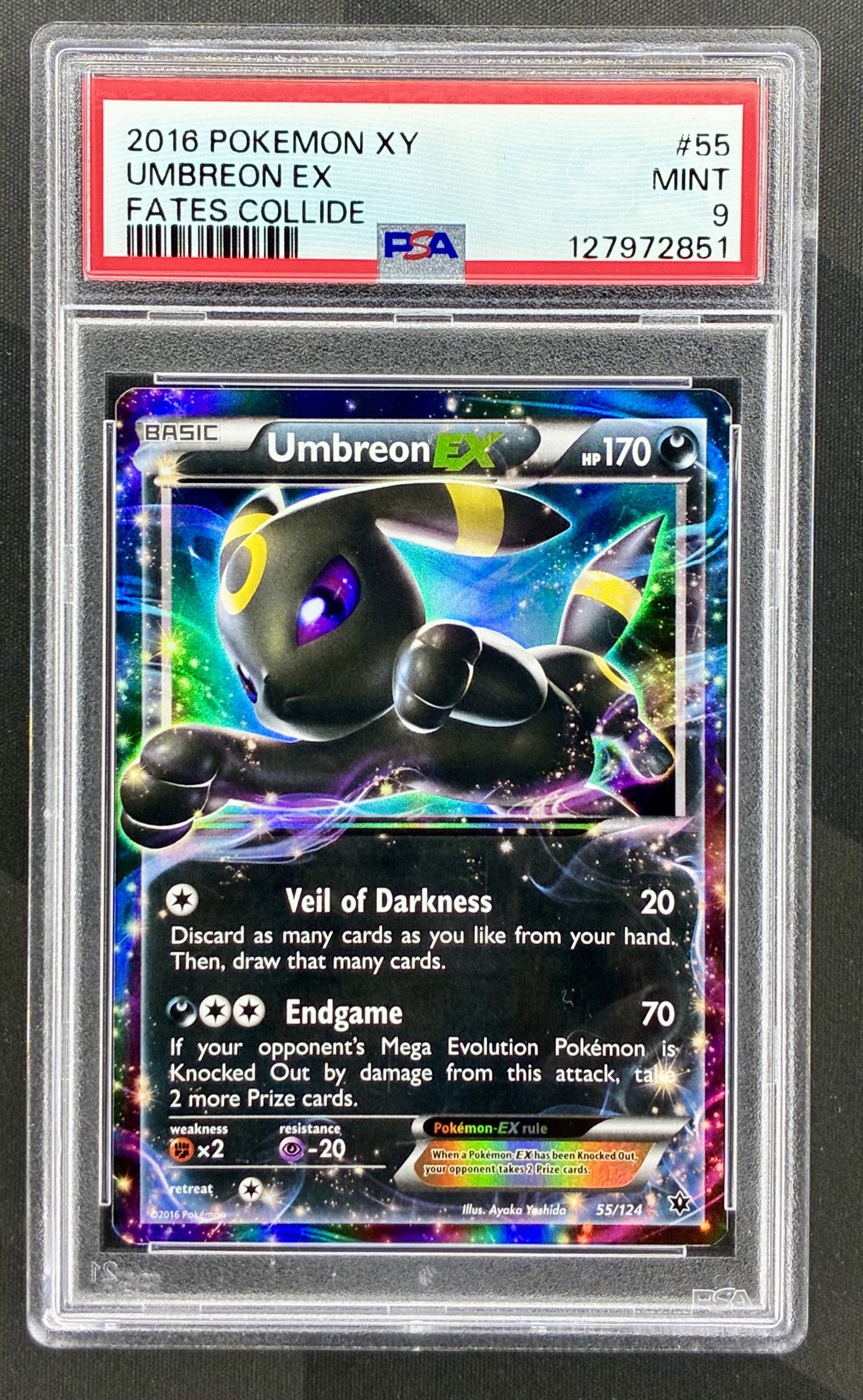 Umbreon EX 55/124 Fates Collide PSA 9 Ultra Rare holo Pokemon card