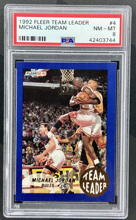 Michael Jordan 1992 Fleer Team Leader #4 PSA 8 Chicago Bulls card