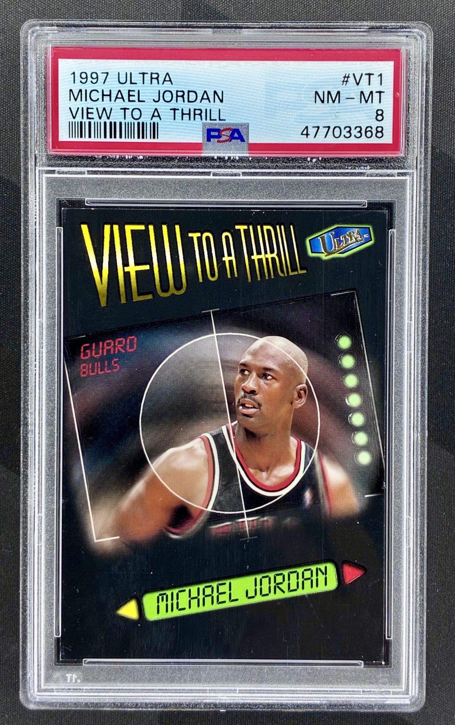 Michael Jordan 1997 Ultra View 2 A Thrill #VT1 PSA 8 basketball card