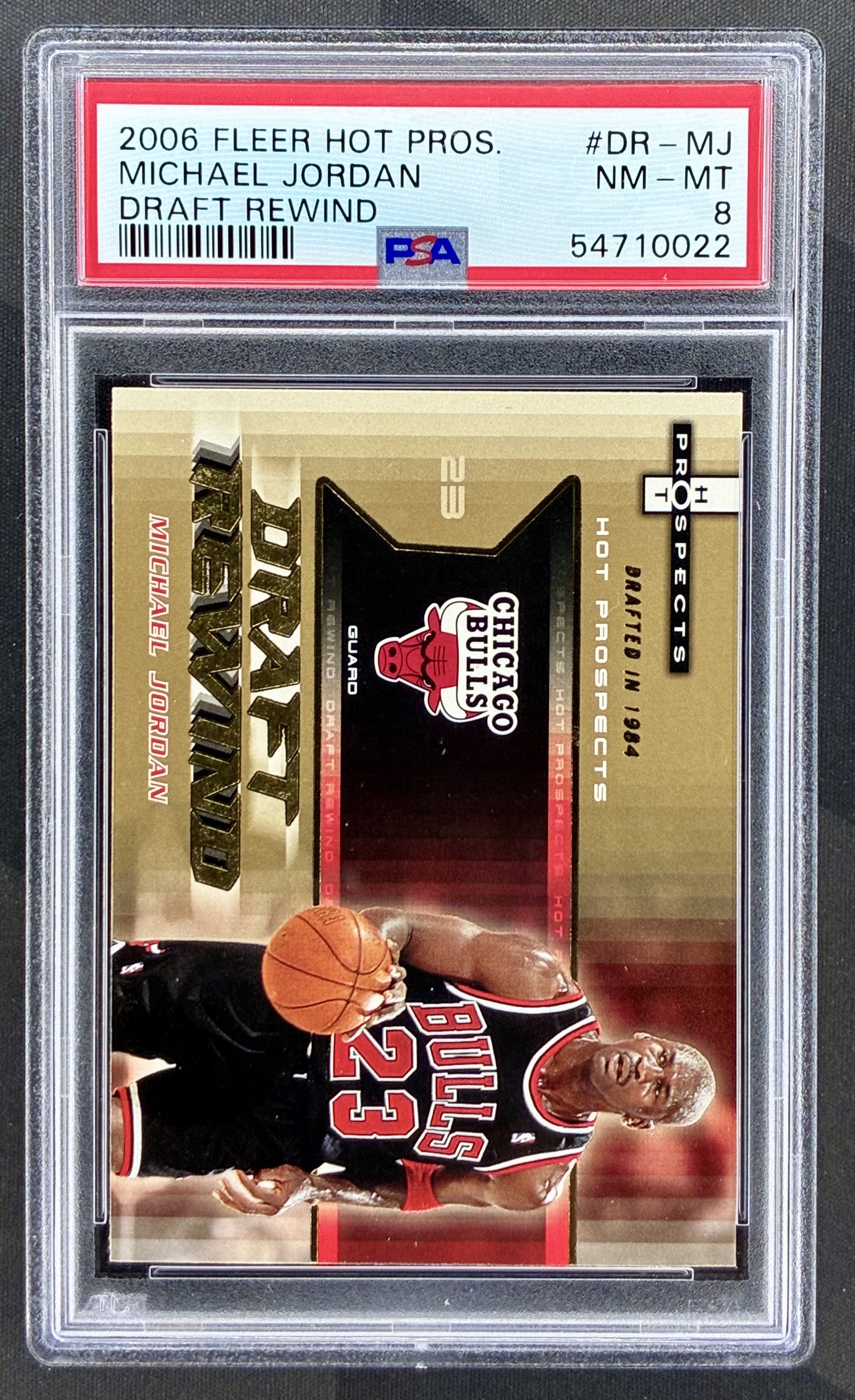 Michael Jordan 2006 Fleer Hot Prospects Draft Rewind DR-MJ PSA 8 card