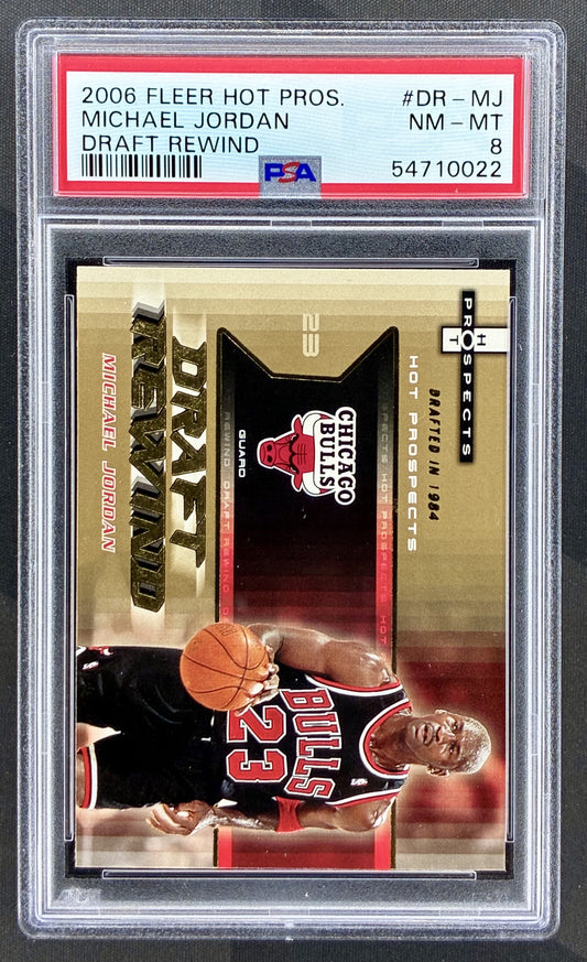 Michael Jordan 2006 Fleer Hot Prospects Draft Rewind DR-MJ PSA 8 card