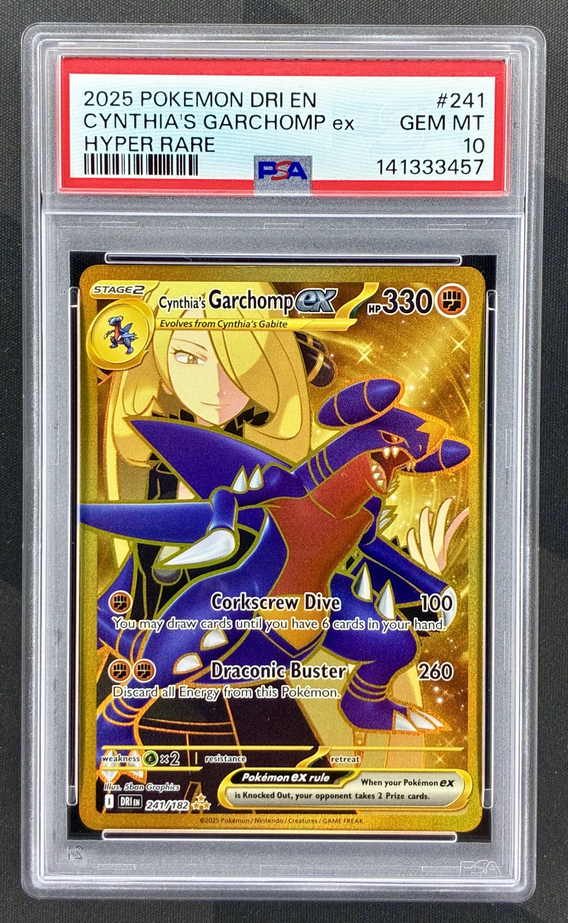 Cynthia’s Garchomp 241/182 PSA 10 Destined Rivals Pokemon card