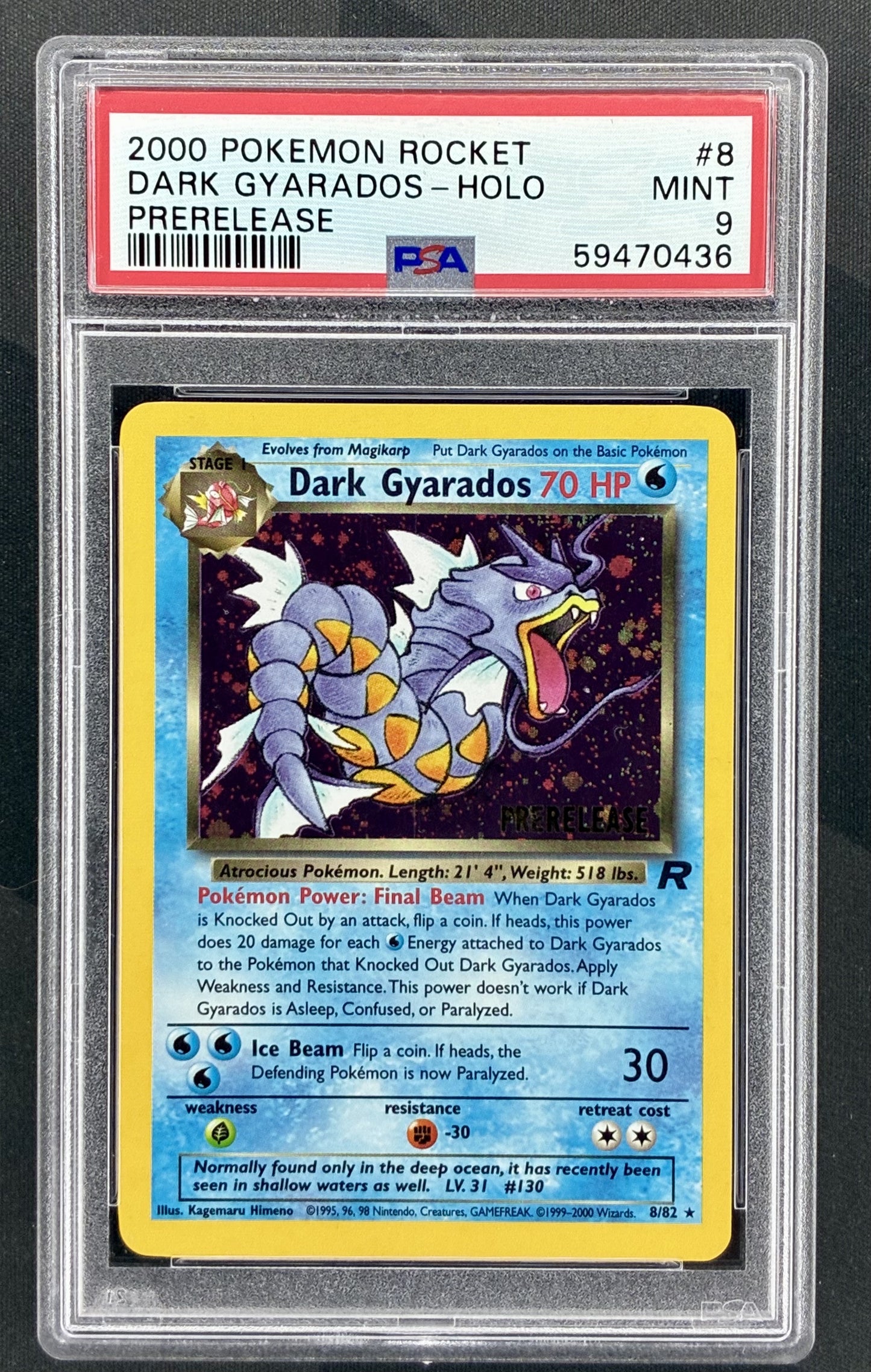 Dark Gyarados Prerelease 8/82 PSA 9 Team Rocket Pokémon