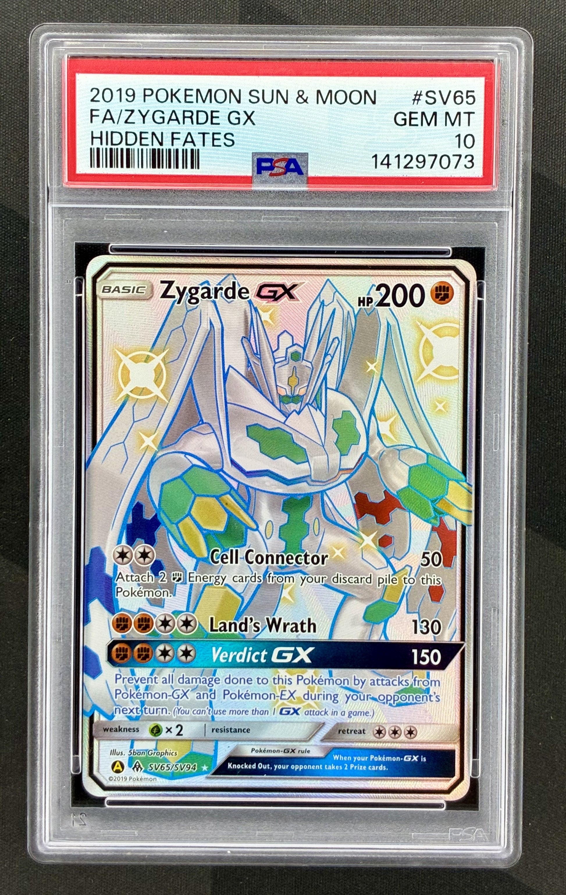 Zygarde GX SV65 Hidden Fates Shiny Vault PSA 10 Pokemon card