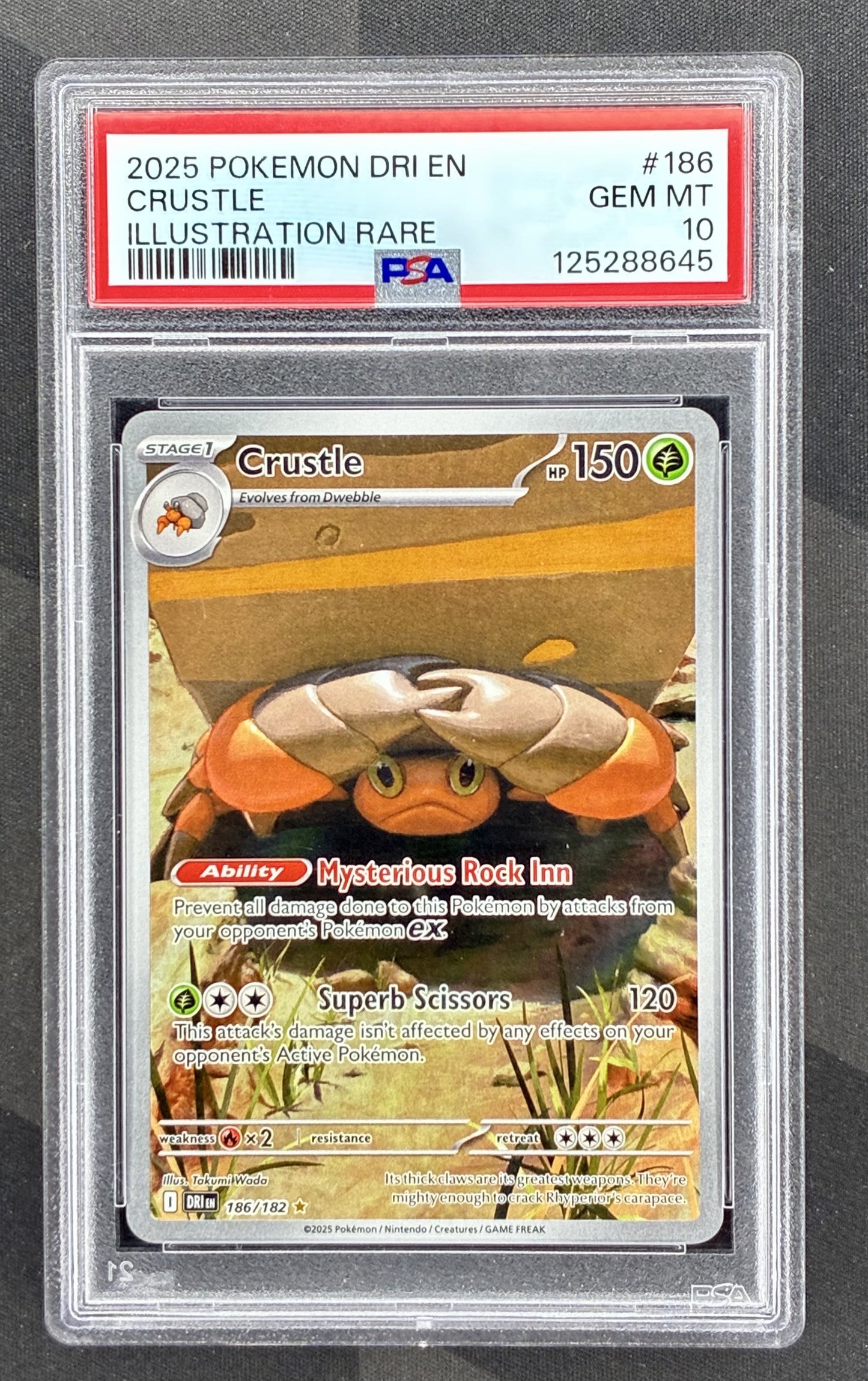 Crustle 186/182 Illustration Rare PSA 10 Destined Rivals Pokemon card