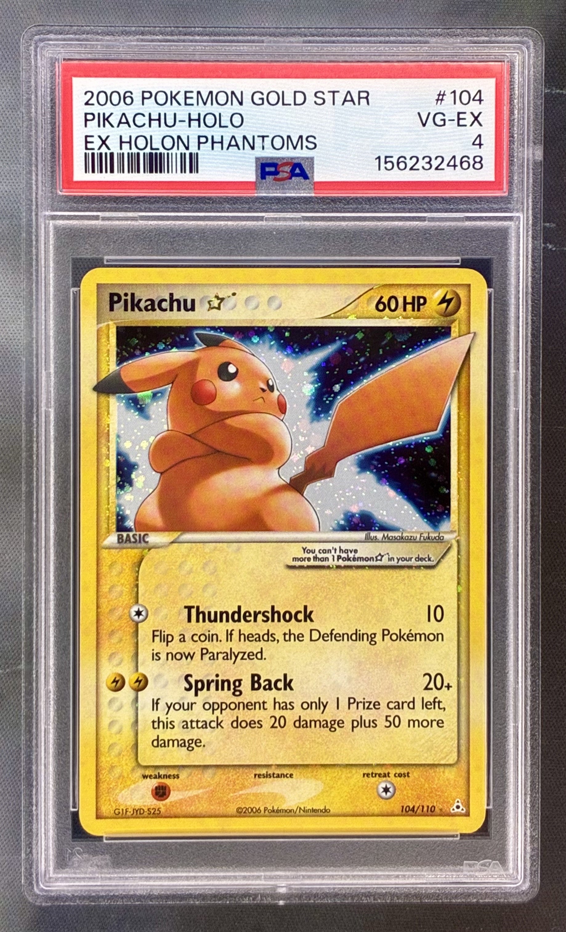 Pikachu Gold Star 104/110 Holon Phantoms PSA 4 Pokemon card