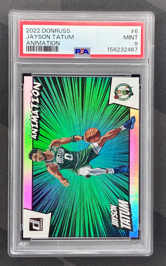 PSA 9 Jayson Tatum 2022/23 Donruss Animation SSP #6 Celtics Card