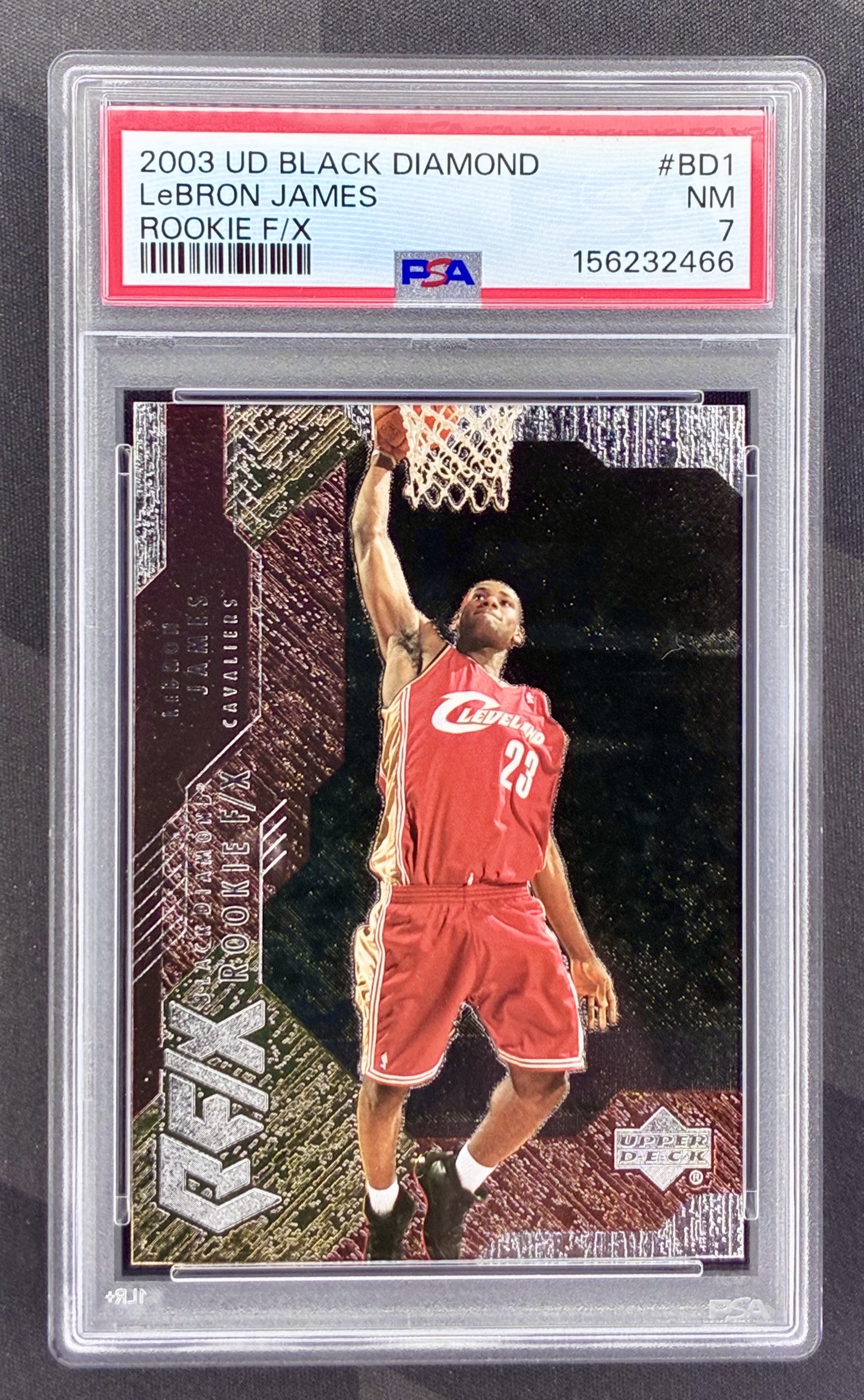 PSA 7 LeBron James 2003/04 Upper Deck Black Diamond Rookie F/X RC SSP Card