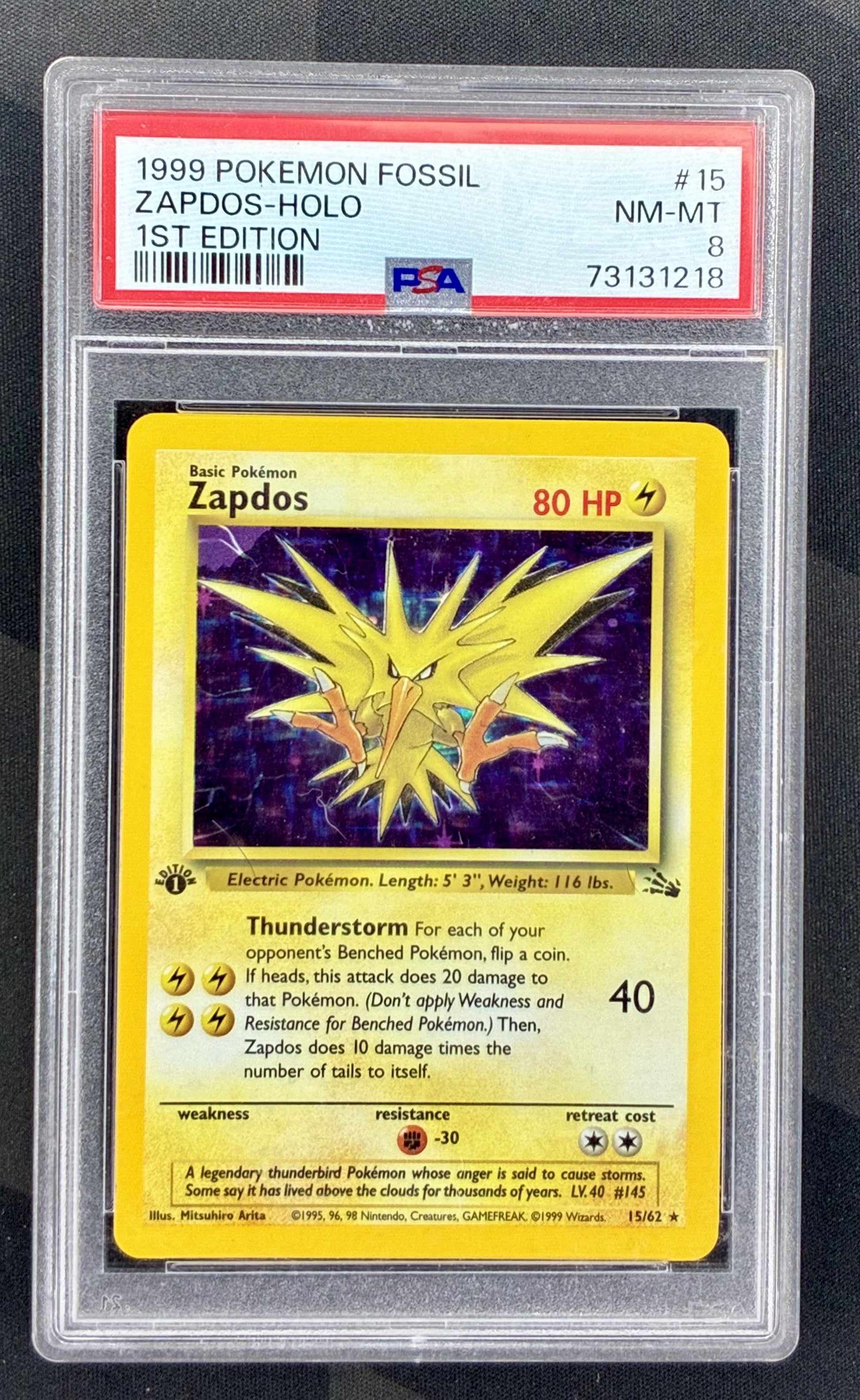 PSA 8 Zapdos 1st Edition Fossil Holo 15/62 Pokemon Card