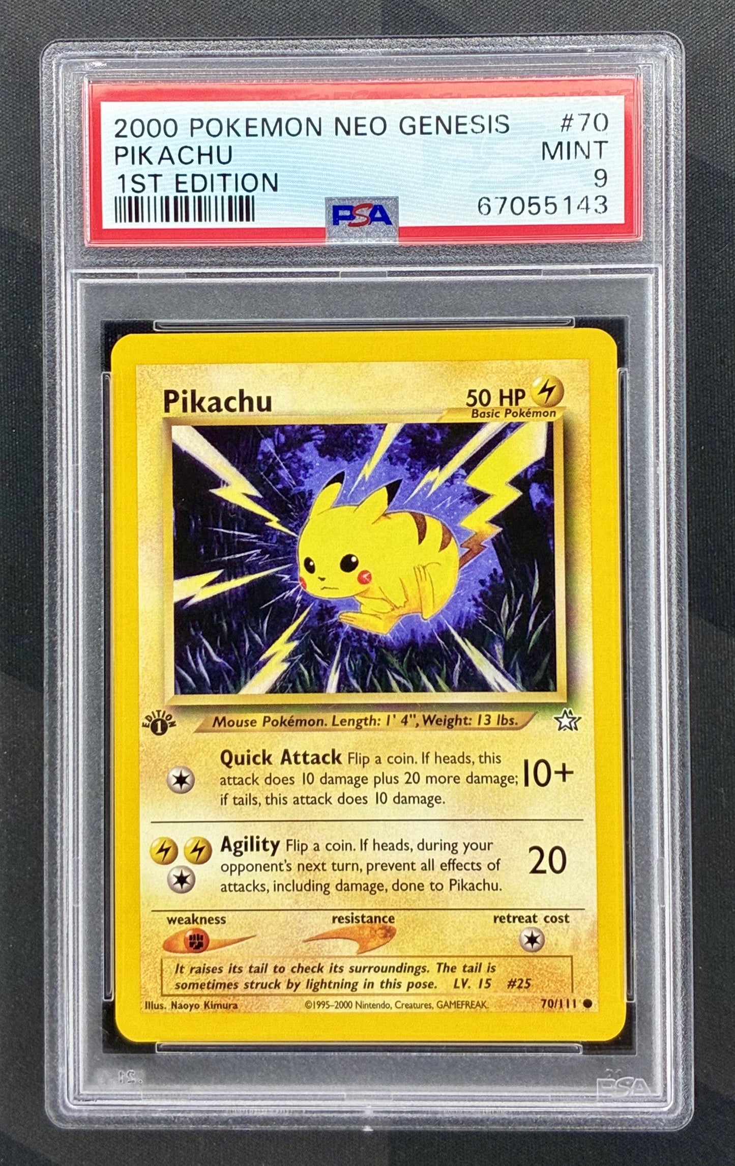 PSA 9 Pikachu 70/111 Neo Genesis 1st Edition Pokemon Card