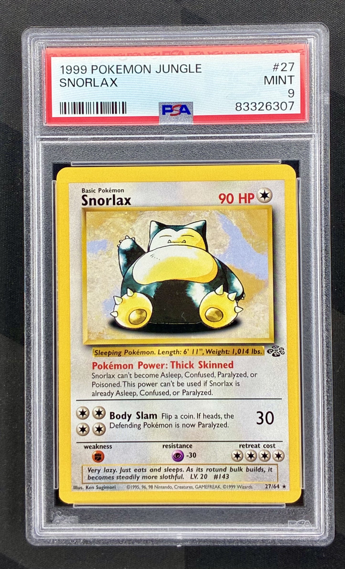 PSA 9 Snorlax 27/64 Jungle Unlimited Pokemon Card