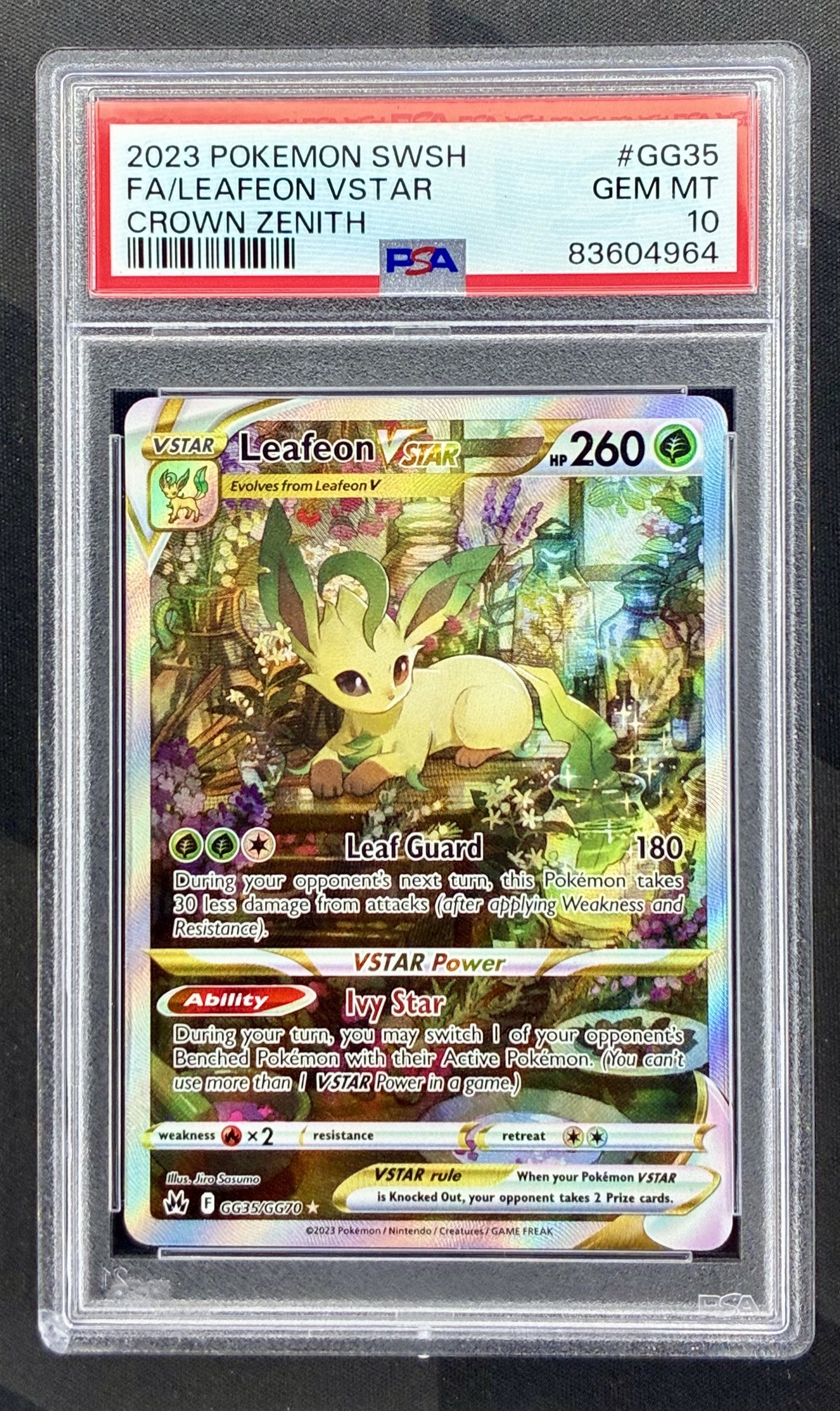 PSA 10 Leafeon VSTAR GG35/GG70 Crown Zenith Pokemon Card