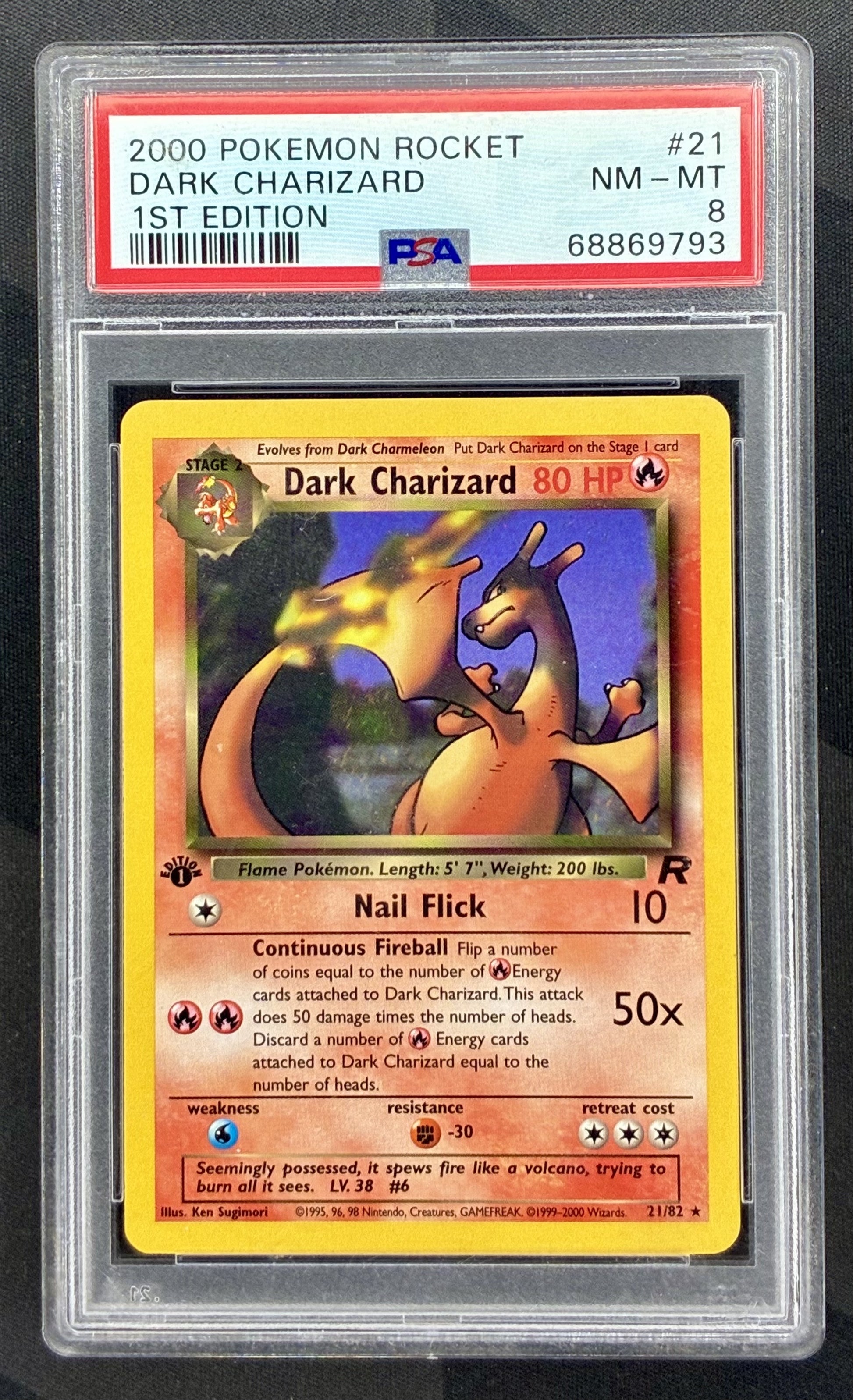 PSA 8 Dark Charizard 21/82 Team Rocket 1st Edition Pokemon Card